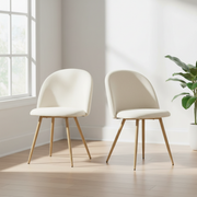 PUZ Modern Fabric Upholstered Dining Chairs with Metal Legs Set of 2
