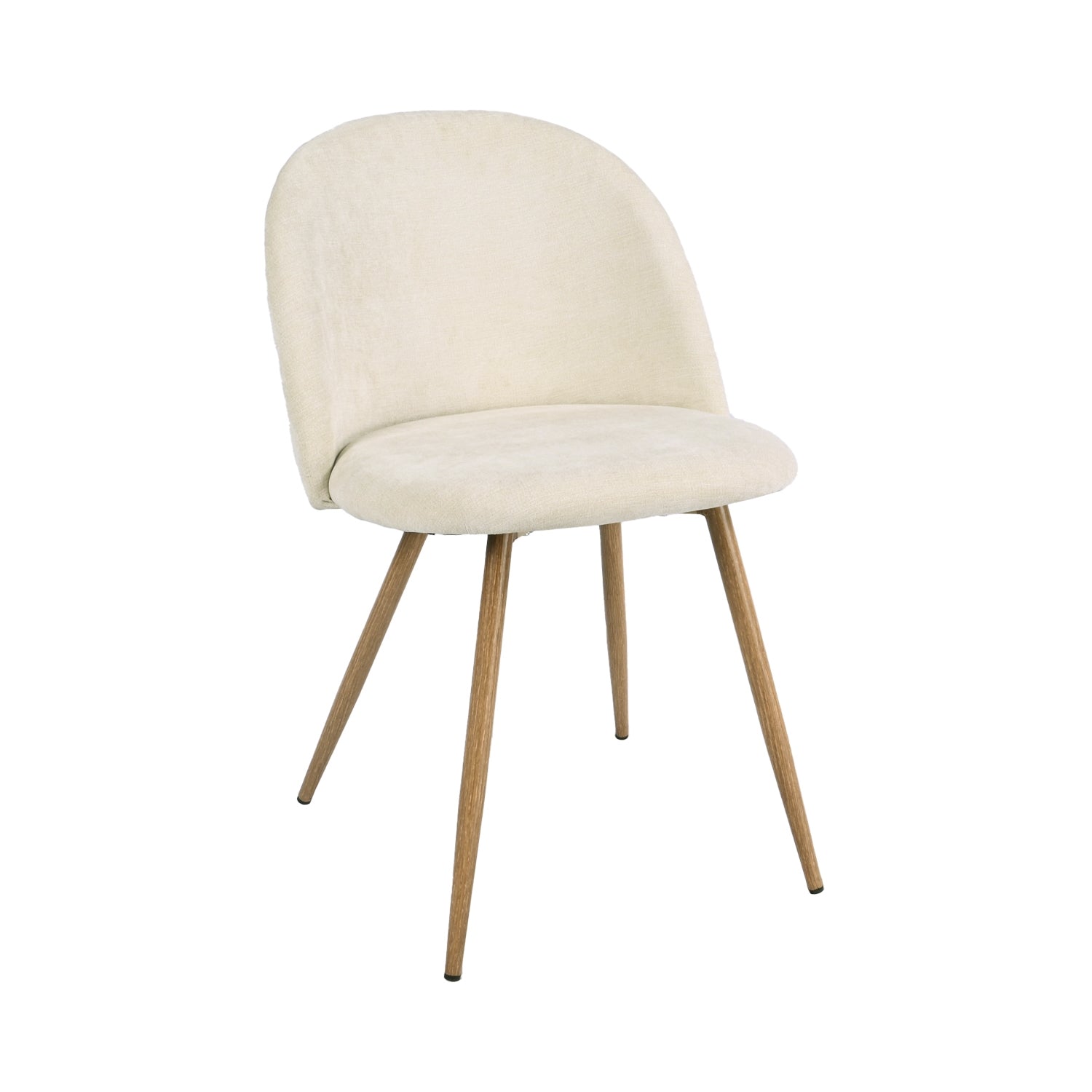 Homy Casa Clift 3PC Dining Set 31.5” White Round Dining Table with 2 Puz Beige Fabric Upholstered Dining Chairs