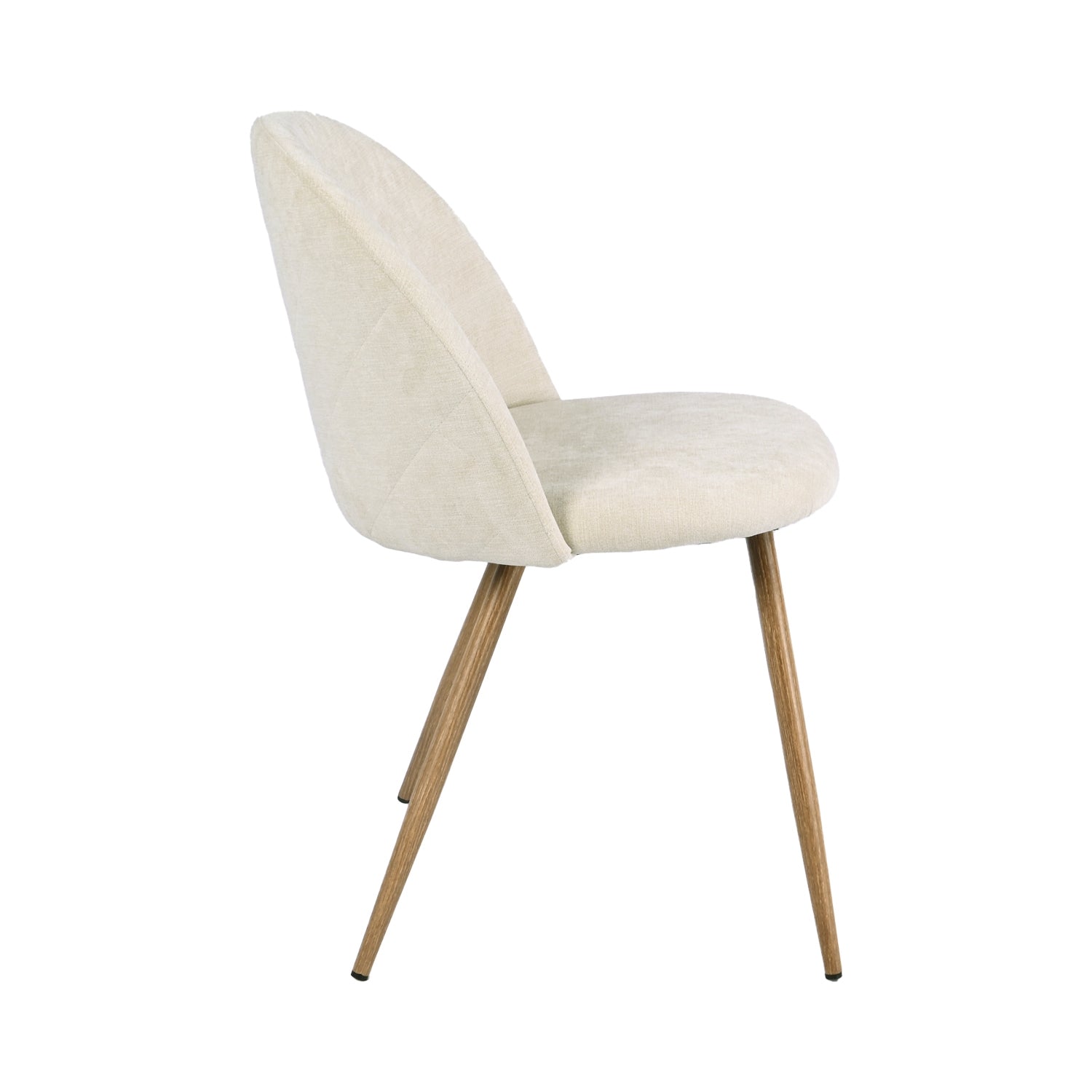 Homy Casa Clift 3PC Dining Set 31.5” White Round Dining Table with 2 Puz Beige Fabric Upholstered Dining Chairs