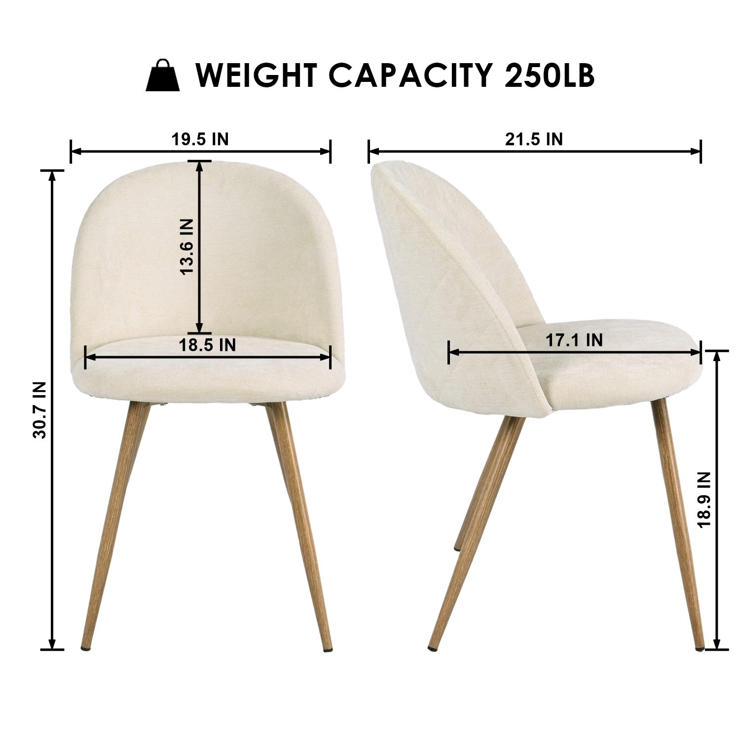 BISCUIT Fabric Upholstered Dining Chair Set of 2