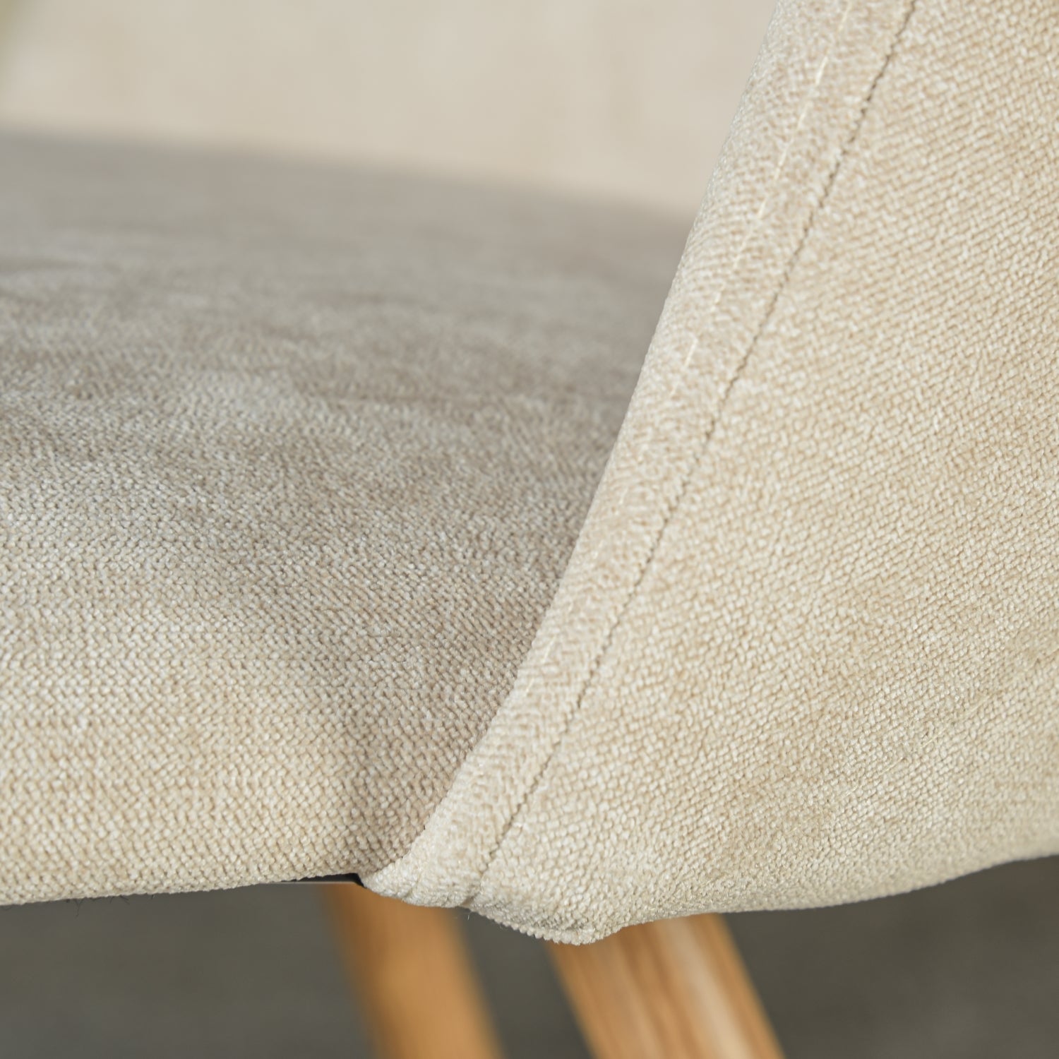 Homy Casa PUZ Modern Fabric Upholstered Dining Chairs with Metal Legs Set of 2,Cream