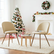 Homy Casa PUZ Modern Fabric Upholstered Dining Chairs with Metal Legs Set of 2 / 4