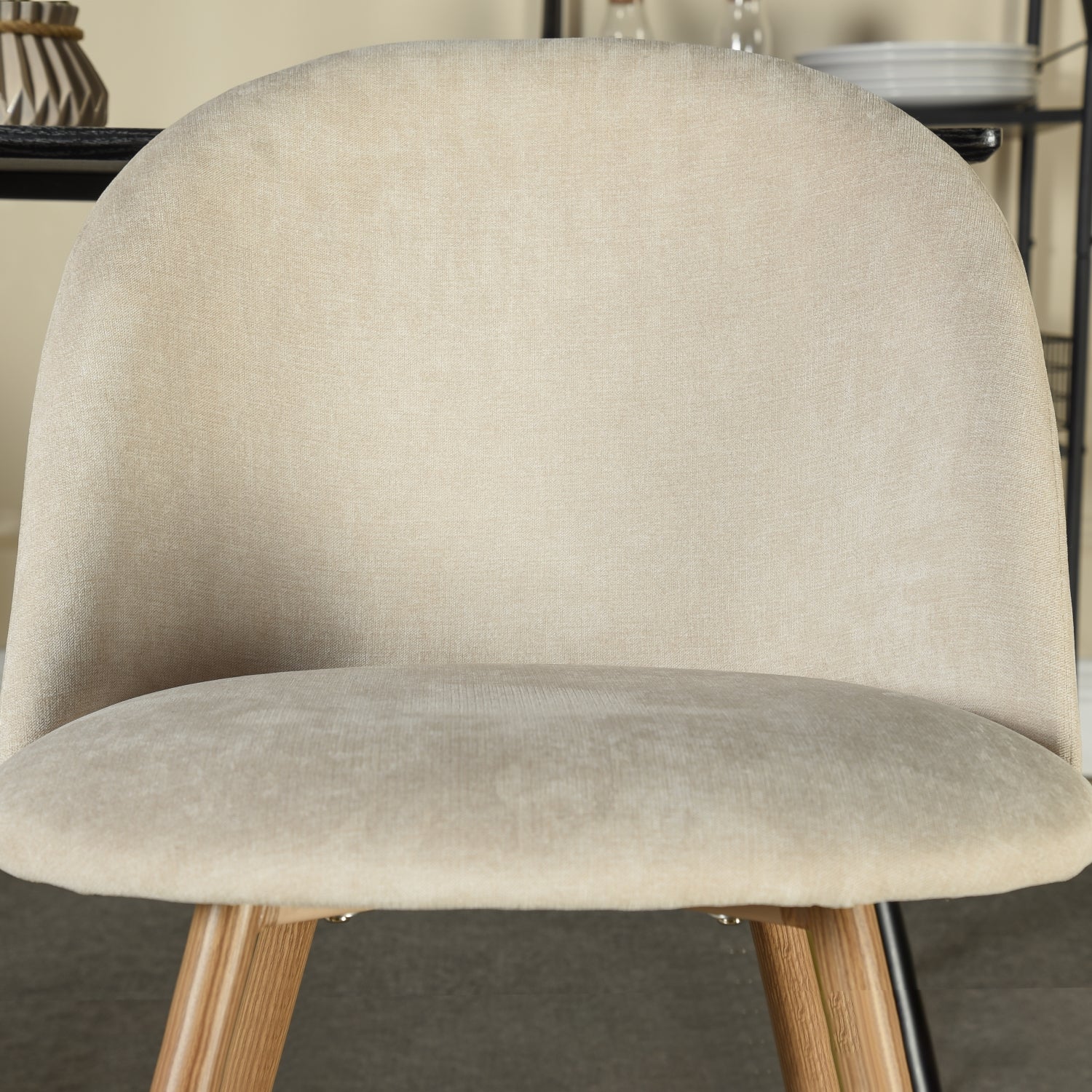 Homy Casa PUZ 4PC Modern Fabric Upholstered Dining Chairs with Metal Legs in Cream Beige
