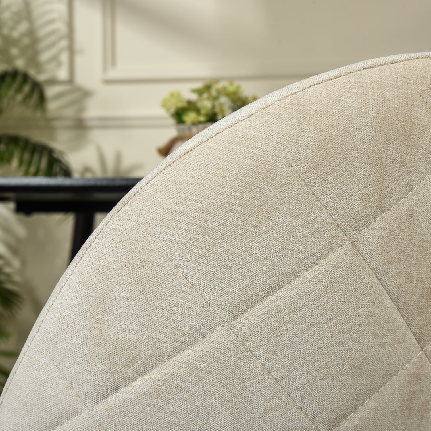 Homy Casa PUZ 4PC Modern Fabric Upholstered Dining Chairs with Metal Legs in Cream Beige