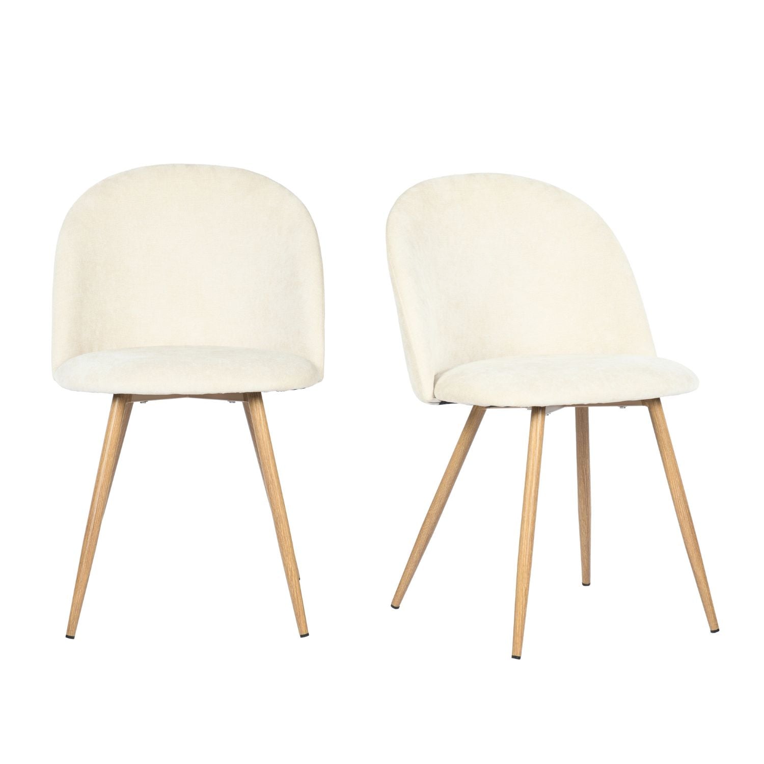 Homy Casa PUZ 2PC Cream Fabric Upholstered Dining Chairs with Metal Legs, Open Box