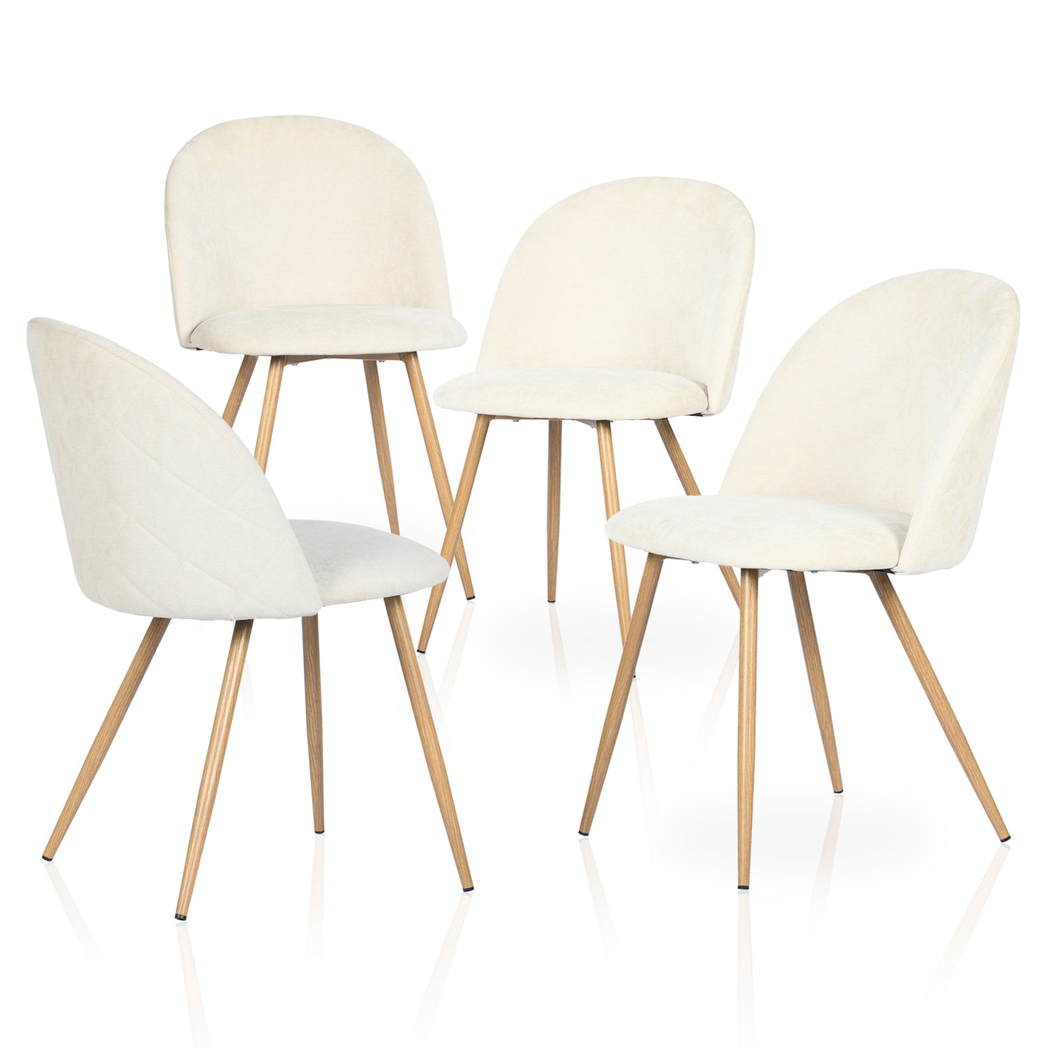 PUZ Modern Fabric Upholstered Dining Chairs with Metal Legs Set of 2 / 4