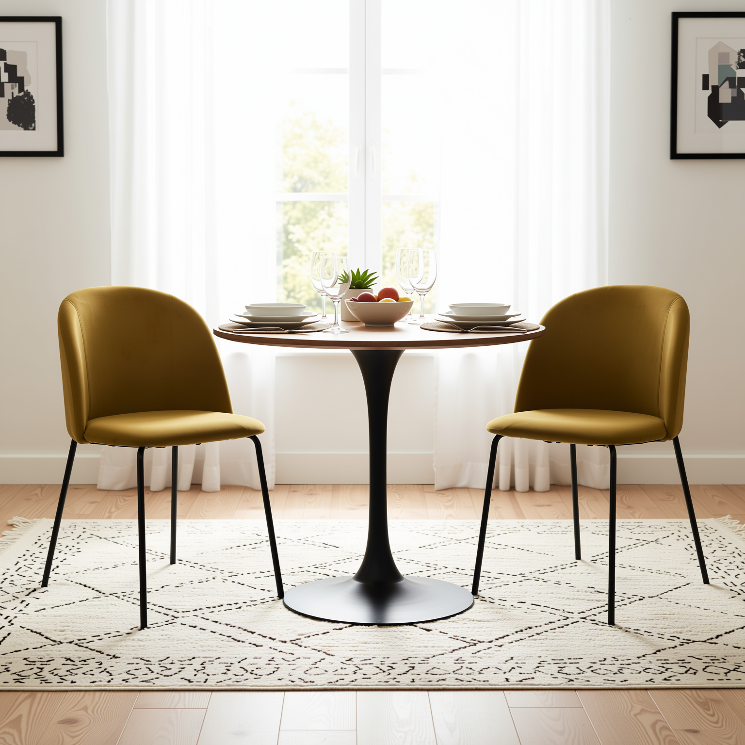 Puzzle Modern Fabric Dining Chairs(Set of 2)