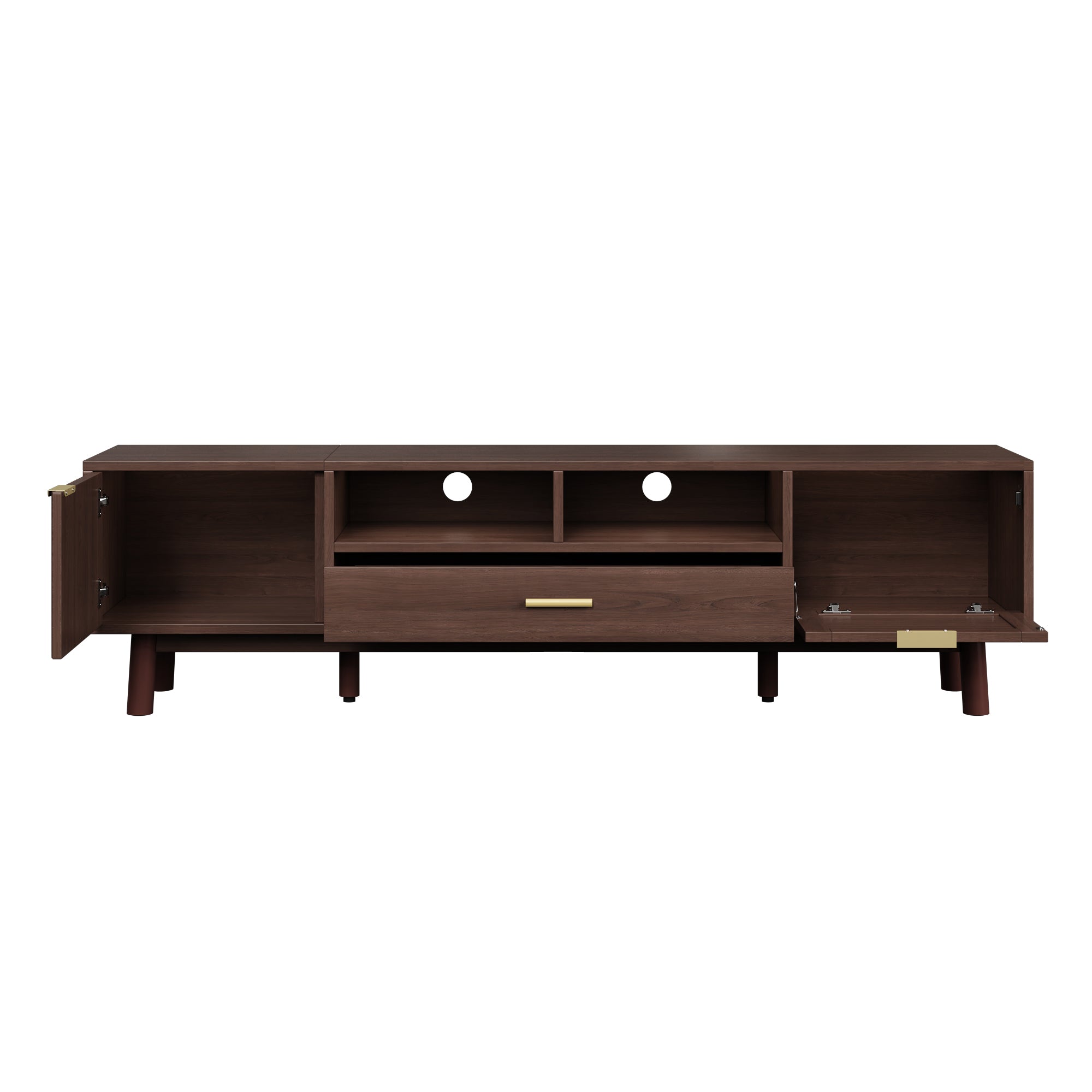 Padova 75" Wood Modern TV Stand with  Flip Door Cabinets and Open Storage