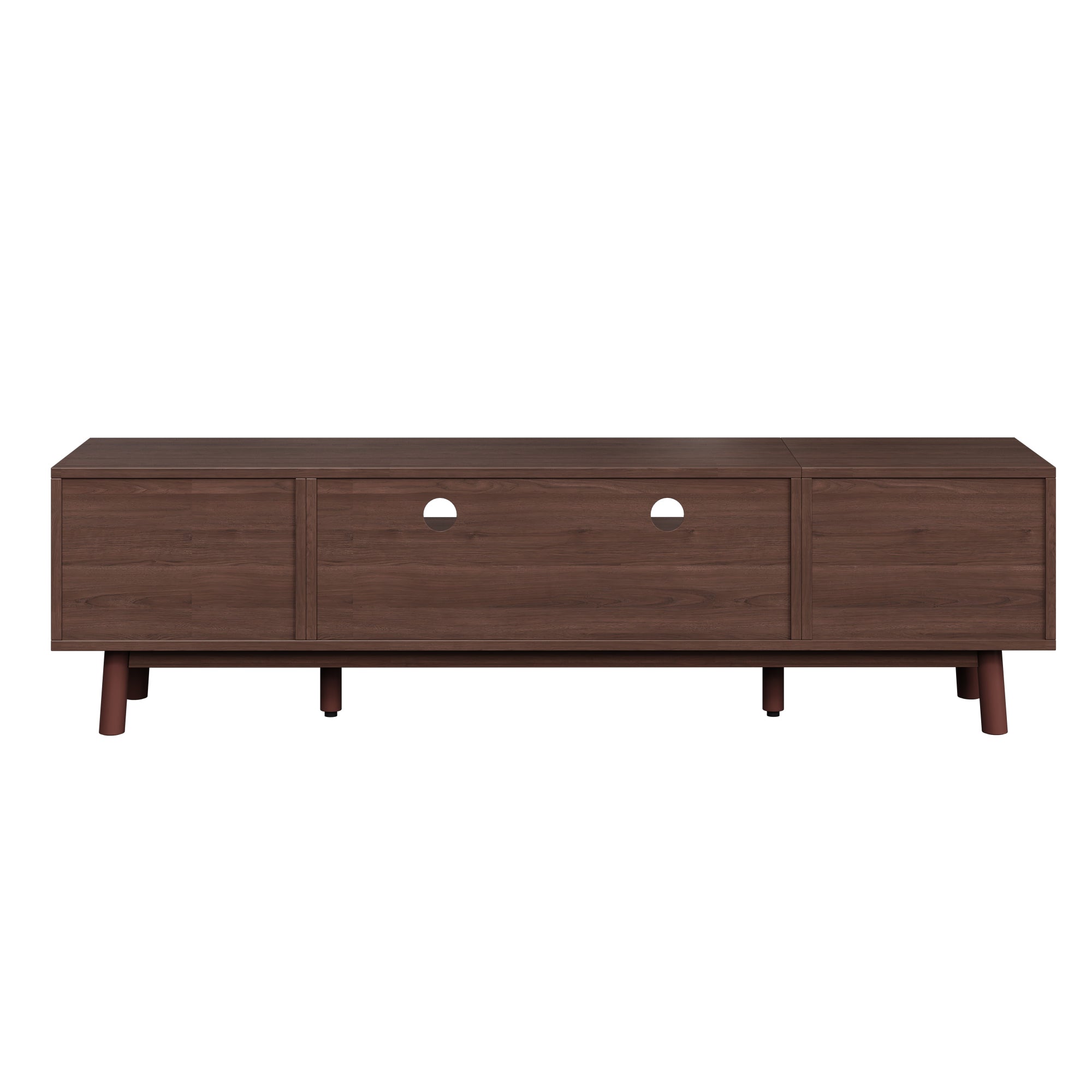 Padova 75" Wood Modern TV Stand with  Flip Door Cabinets and Open Storage