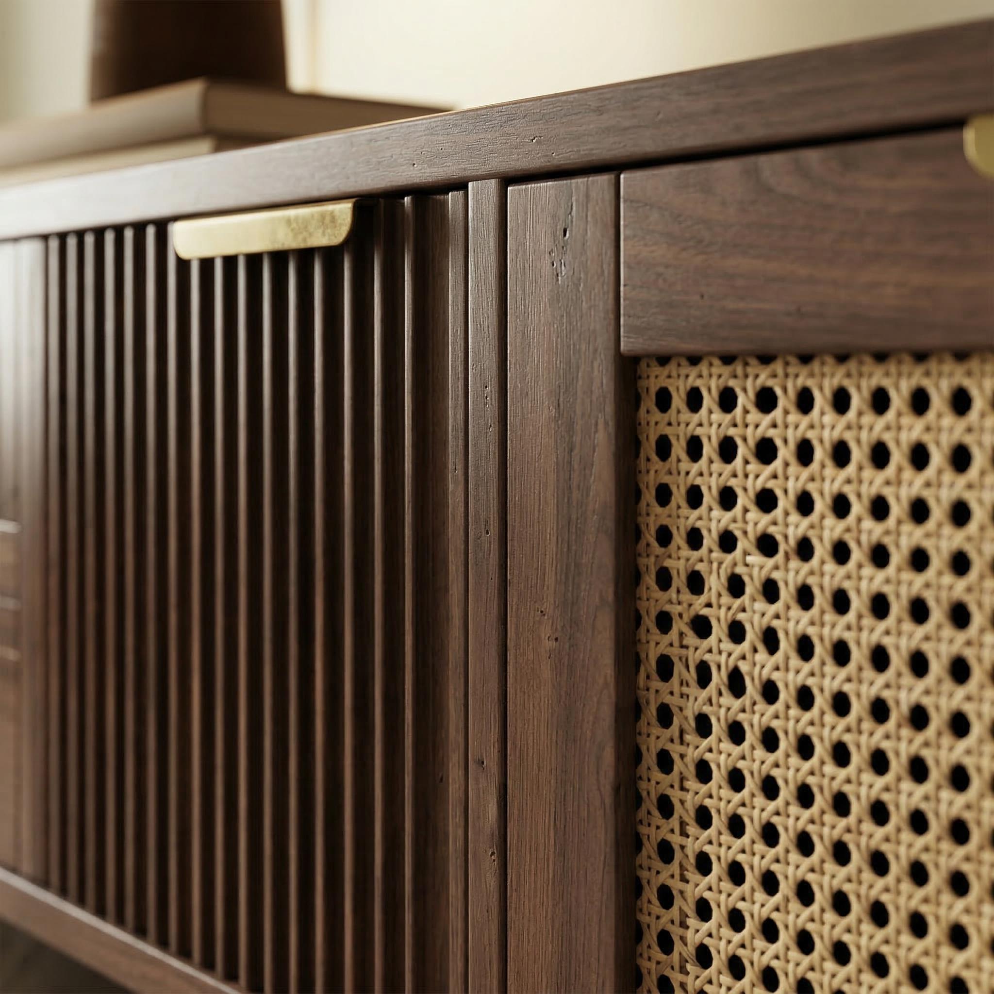 Padova 75" Wood Modern TV Stand with  Flip Door Cabinets and Open Storage