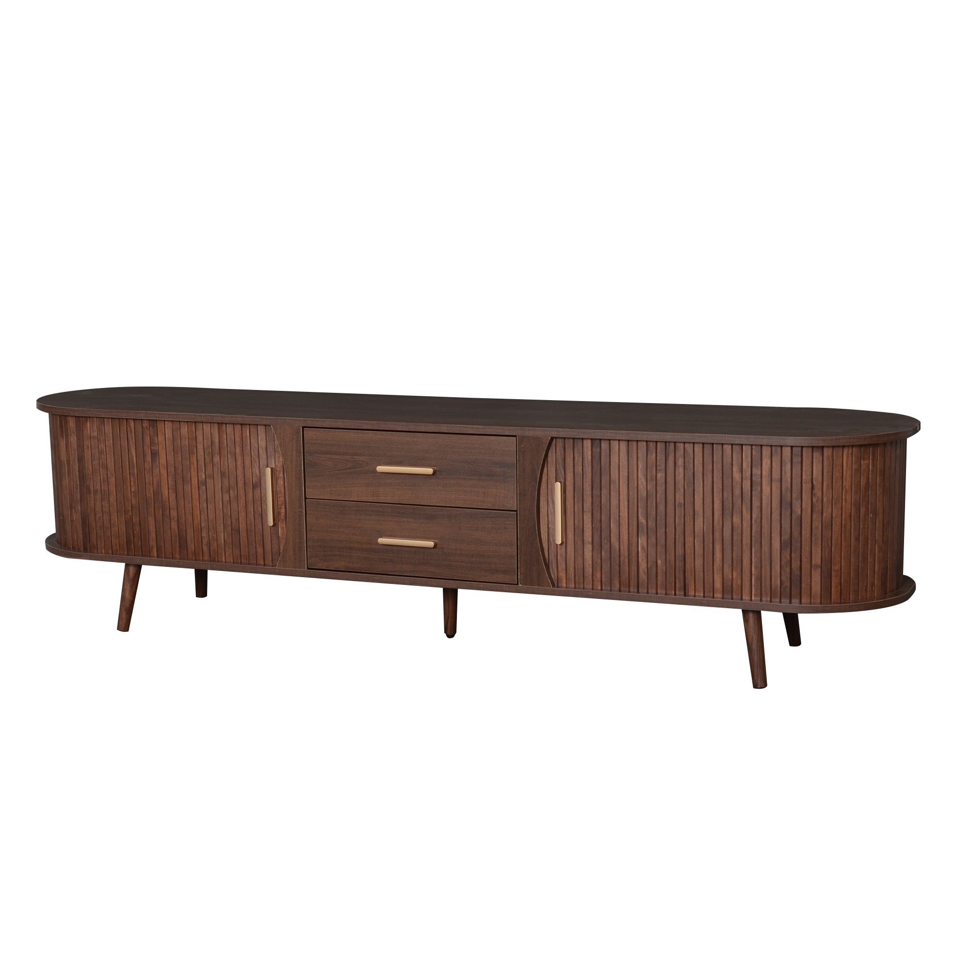 Perugia 80" Mid-Century Modern TV Stand with Sliding Doors and Drawers