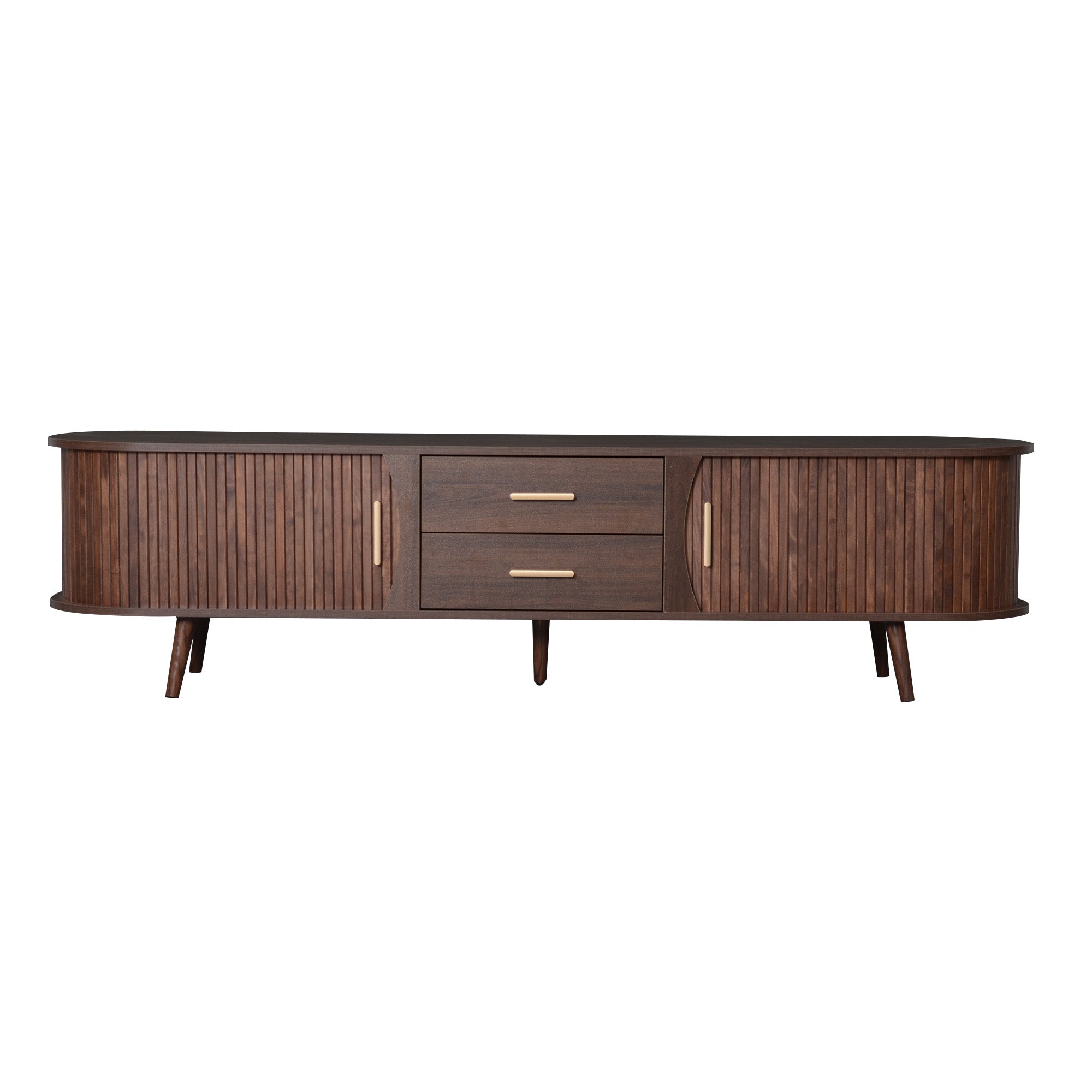 Perugia 80" Mid-Century Modern TV Stand with Sliding Doors and Drawers