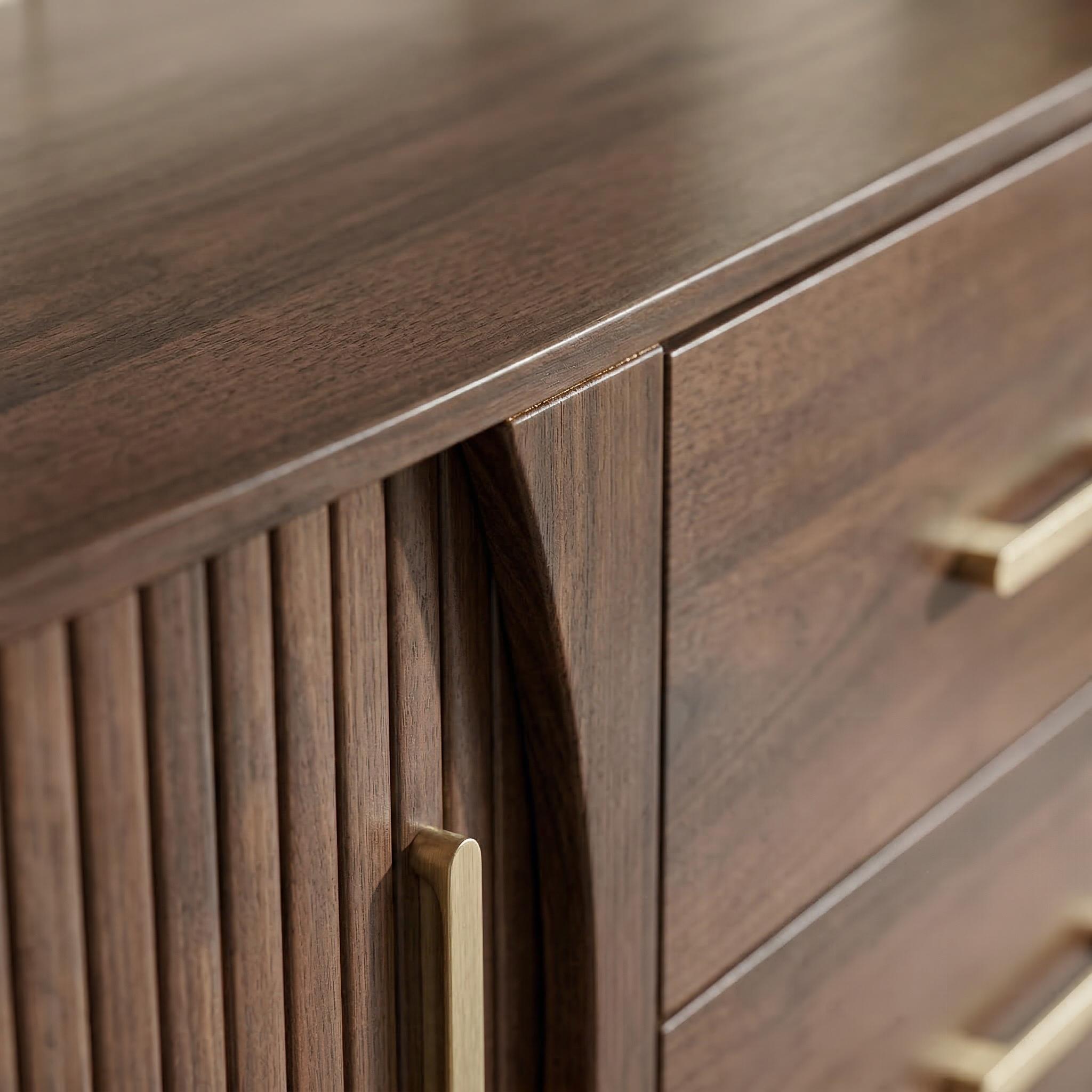Perugia 80" Mid-Century Modern TV Stand with Sliding Doors and Drawers