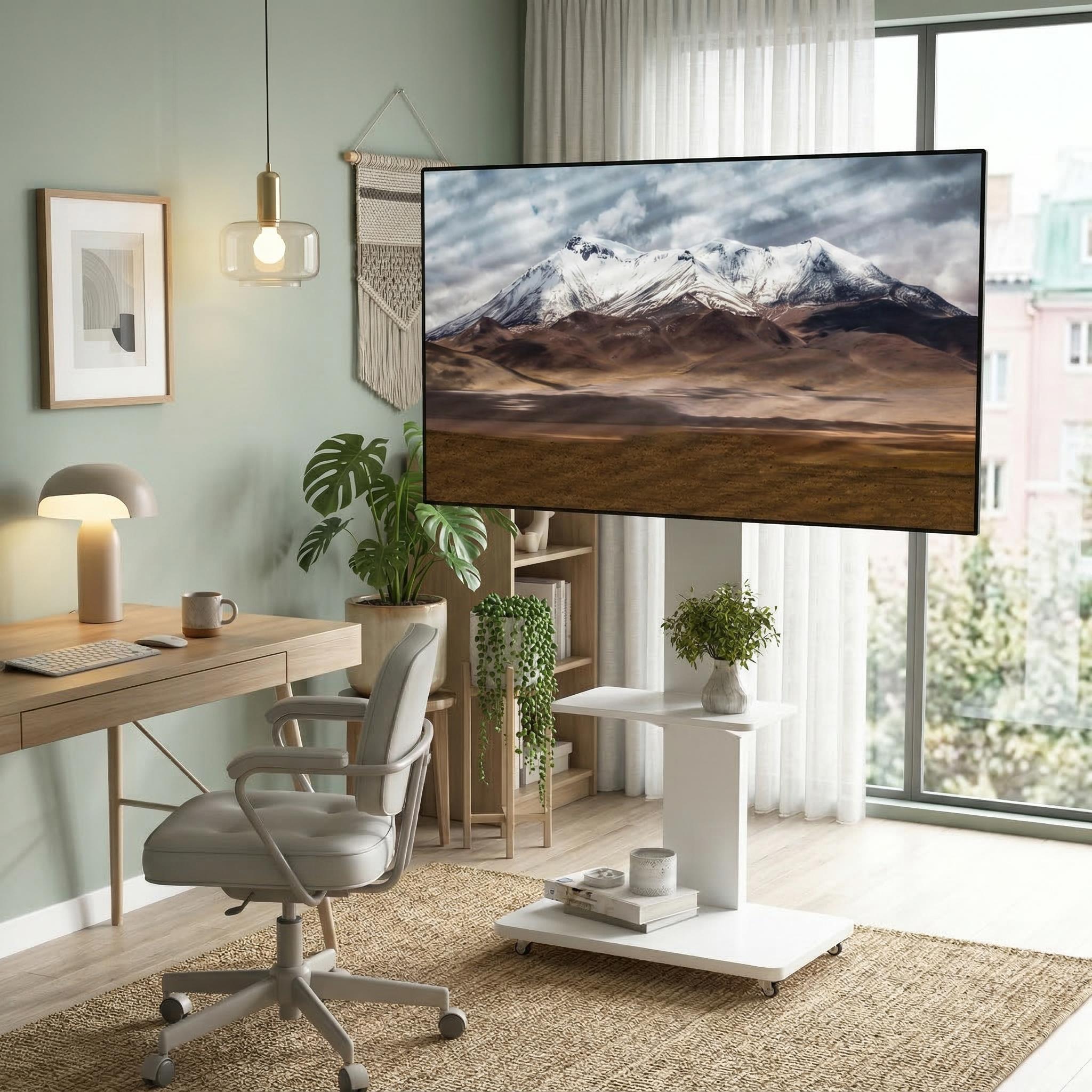 Pisa Mobile TV Stand for 32-75" TVs with Mobile Cart and Shelf