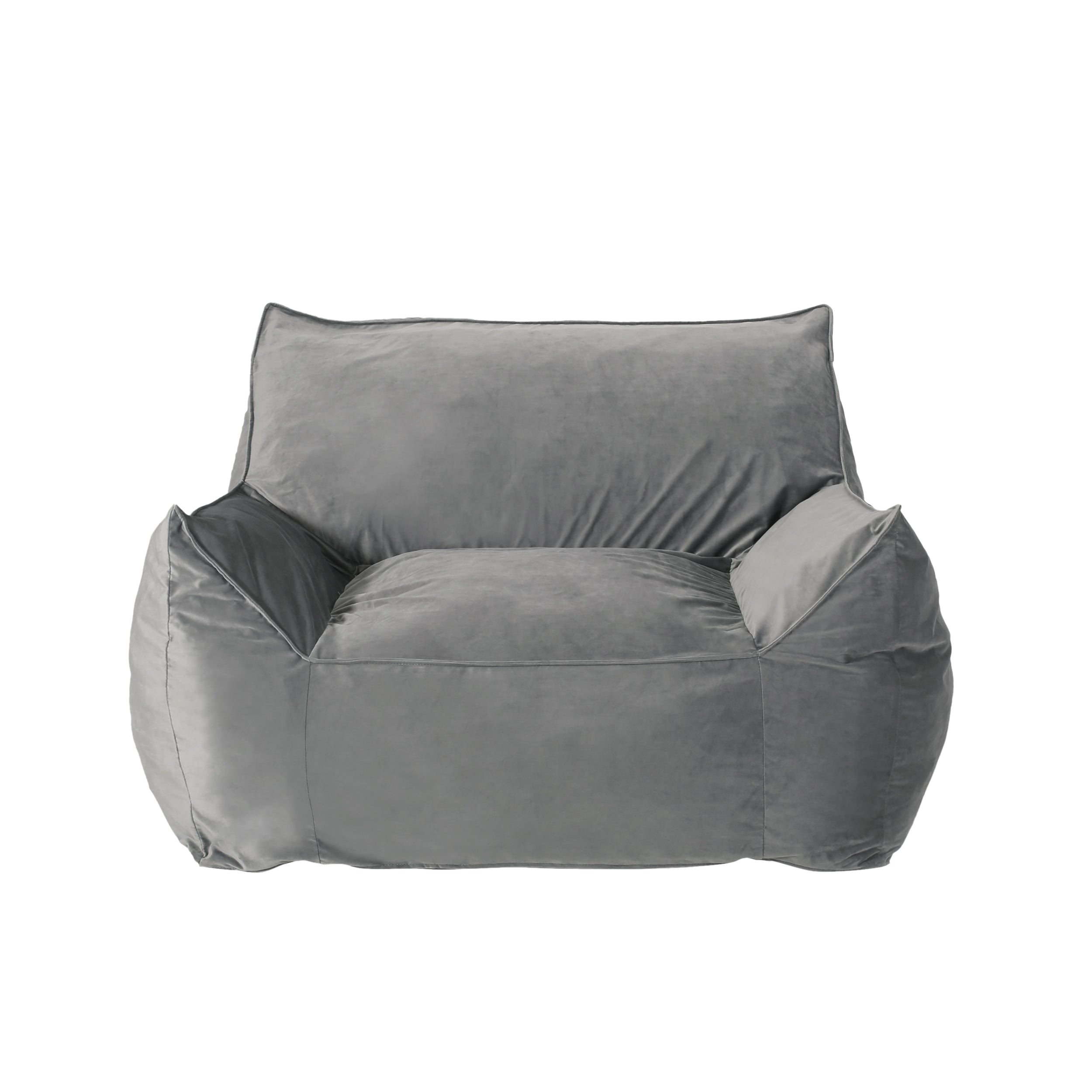 Plano 40" Contemporary Velvet Bean Bag Chair with Armrests