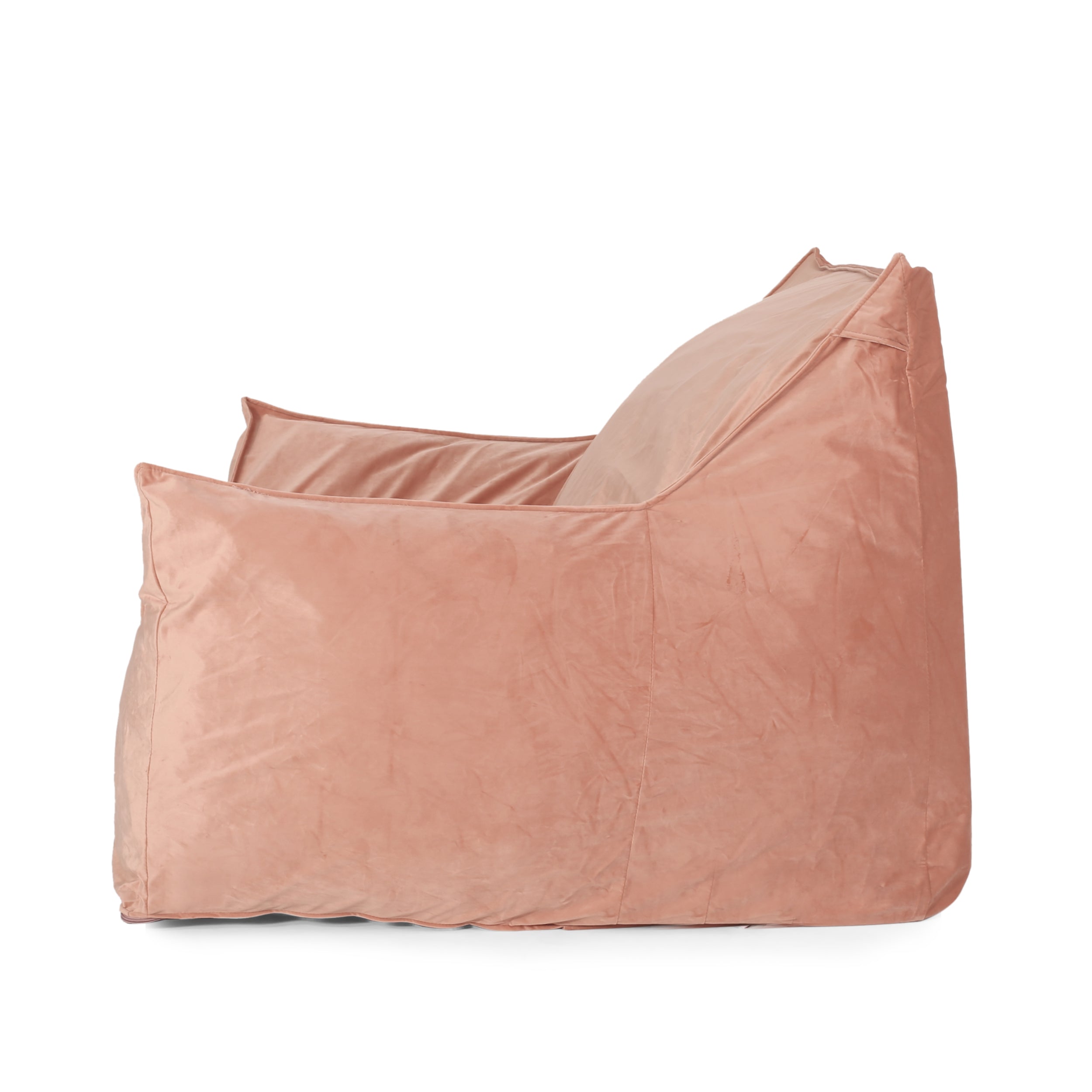 Plano 40" Contemporary Velvet Bean Bag Chair with Armrests