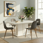 Quinby 5PC Dining Set Extendable Table with 4 CHARLTON Grey Velvet Chairs