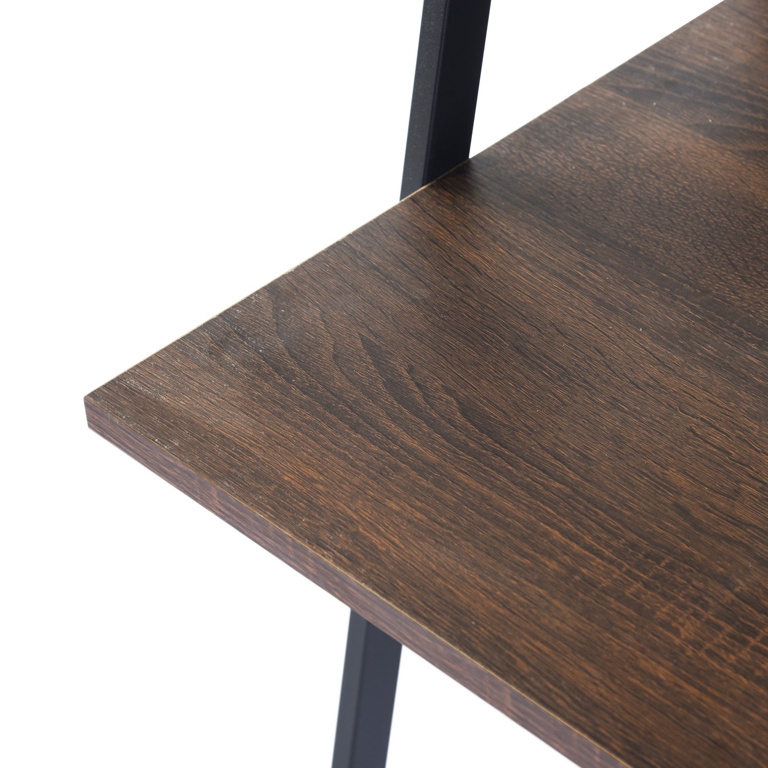 Homy Casa Quintin 31.5" Dark Brown Foldable Computer Desk with Storage Shelf No Assembly Space Saving Design