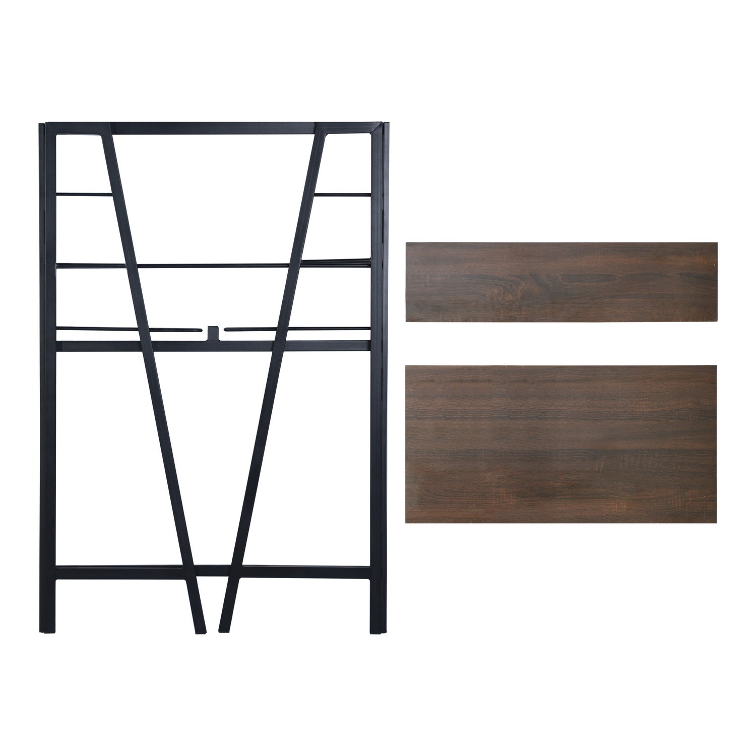 Homy Casa Quintin 31.5" Dark Brown Foldable Computer Desk with Storage Shelf No Assembly Space Saving Design