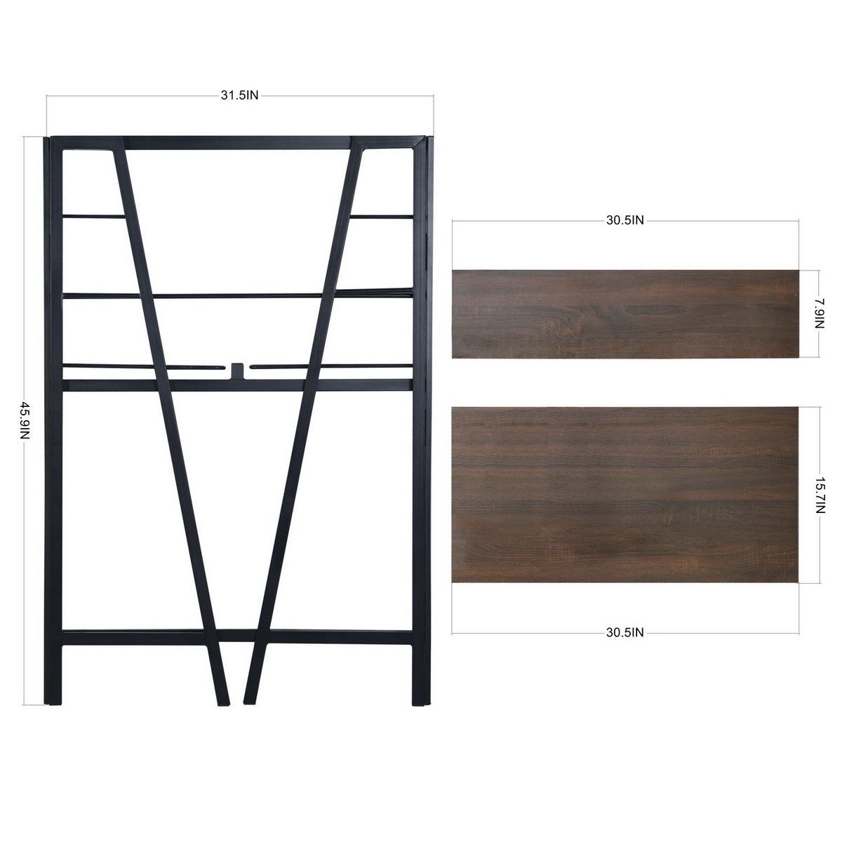 Homy Casa Quintin 31.5" Dark Brown Foldable Computer Desk with Storage Shelf No Assembly Space Saving Design