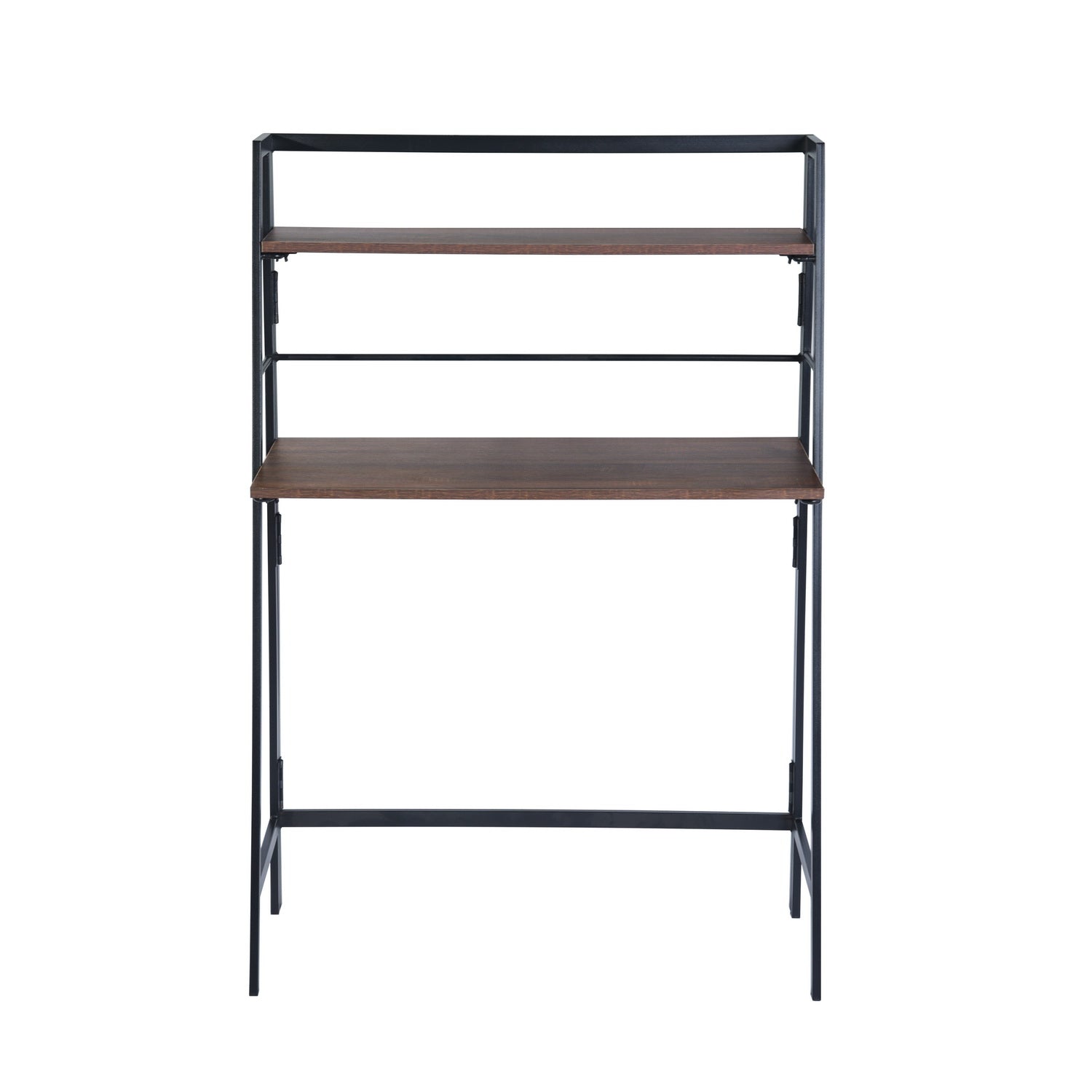 Homy Casa Quintin 31.5" Dark Brown Foldable Computer Desk with Storage Shelf No Assembly Space Saving Design
