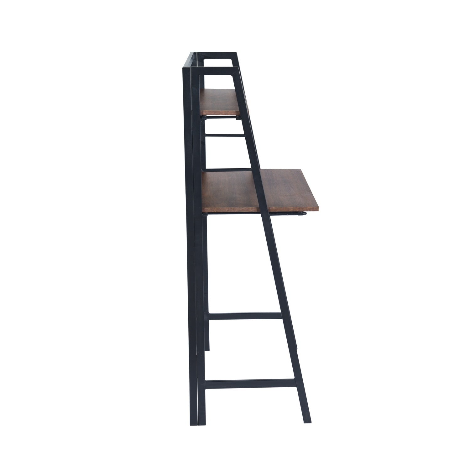 Homy Casa Quintin 31.5" Dark Brown Foldable Computer Desk with Storage Shelf No Assembly Space Saving Design