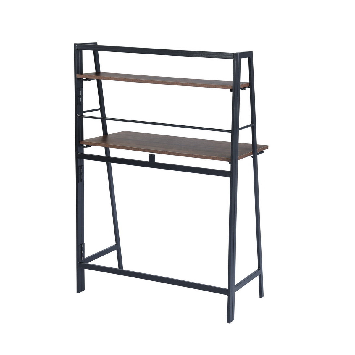 Homy Casa Quintin 31.5" Dark Brown Foldable Computer Desk with Storage Shelf No Assembly Space Saving Design