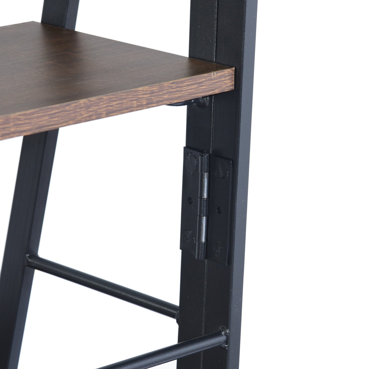 Homy Casa Quintin 31.5" Dark Brown Foldable Computer Desk with Storage Shelf No Assembly Space Saving Design