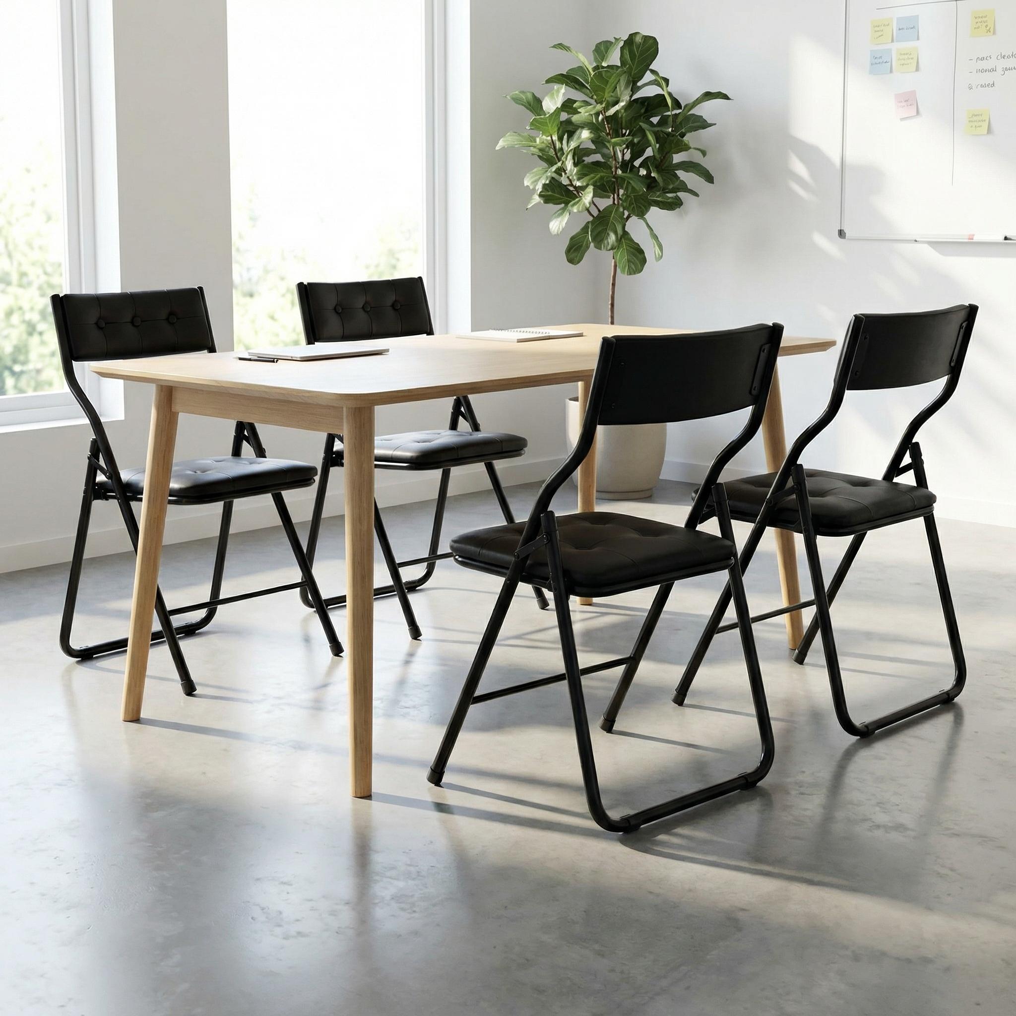 Qircuts Modern Fabric Folding Chair Set of 4