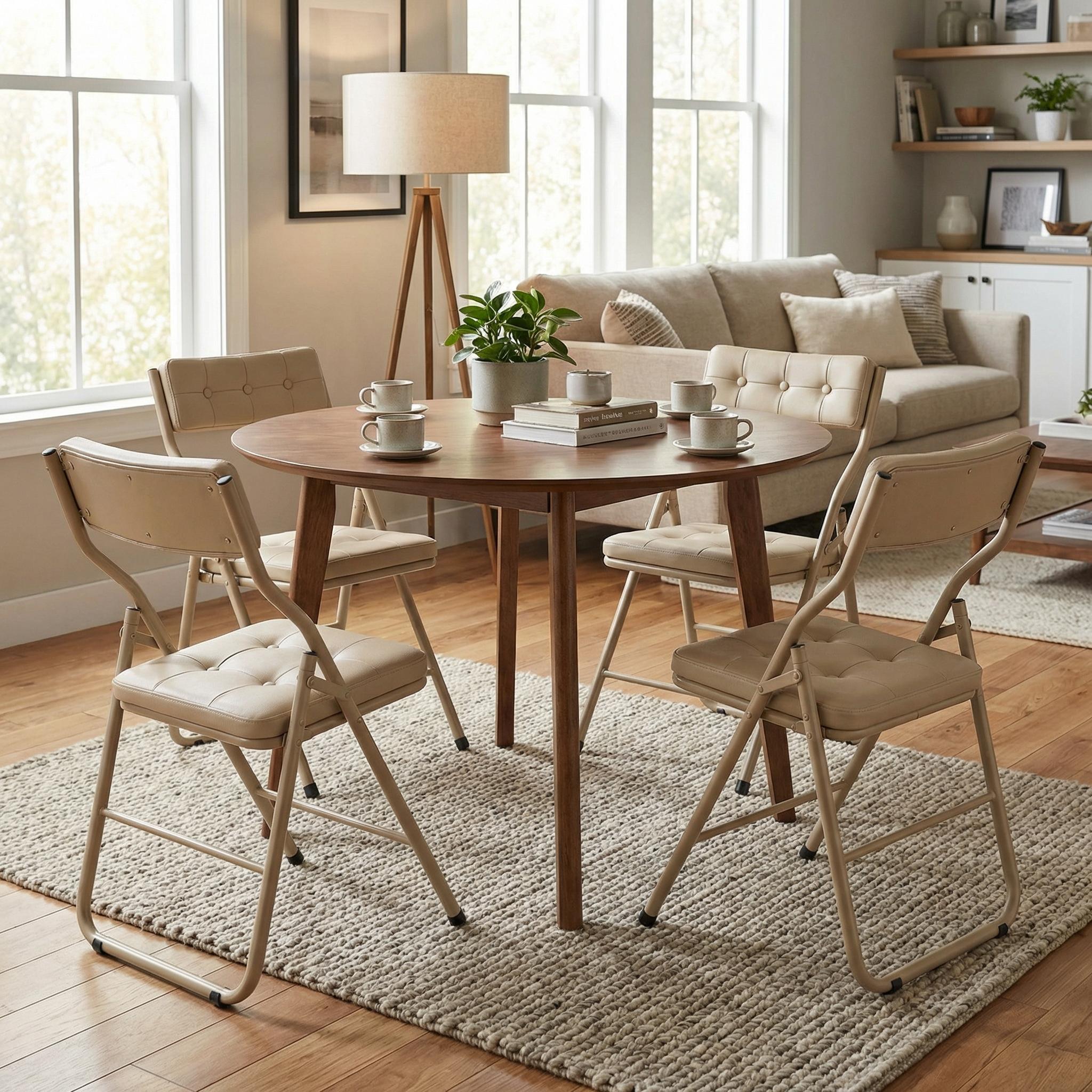 Qircuts Modern Fabric Folding Chair Set of 4