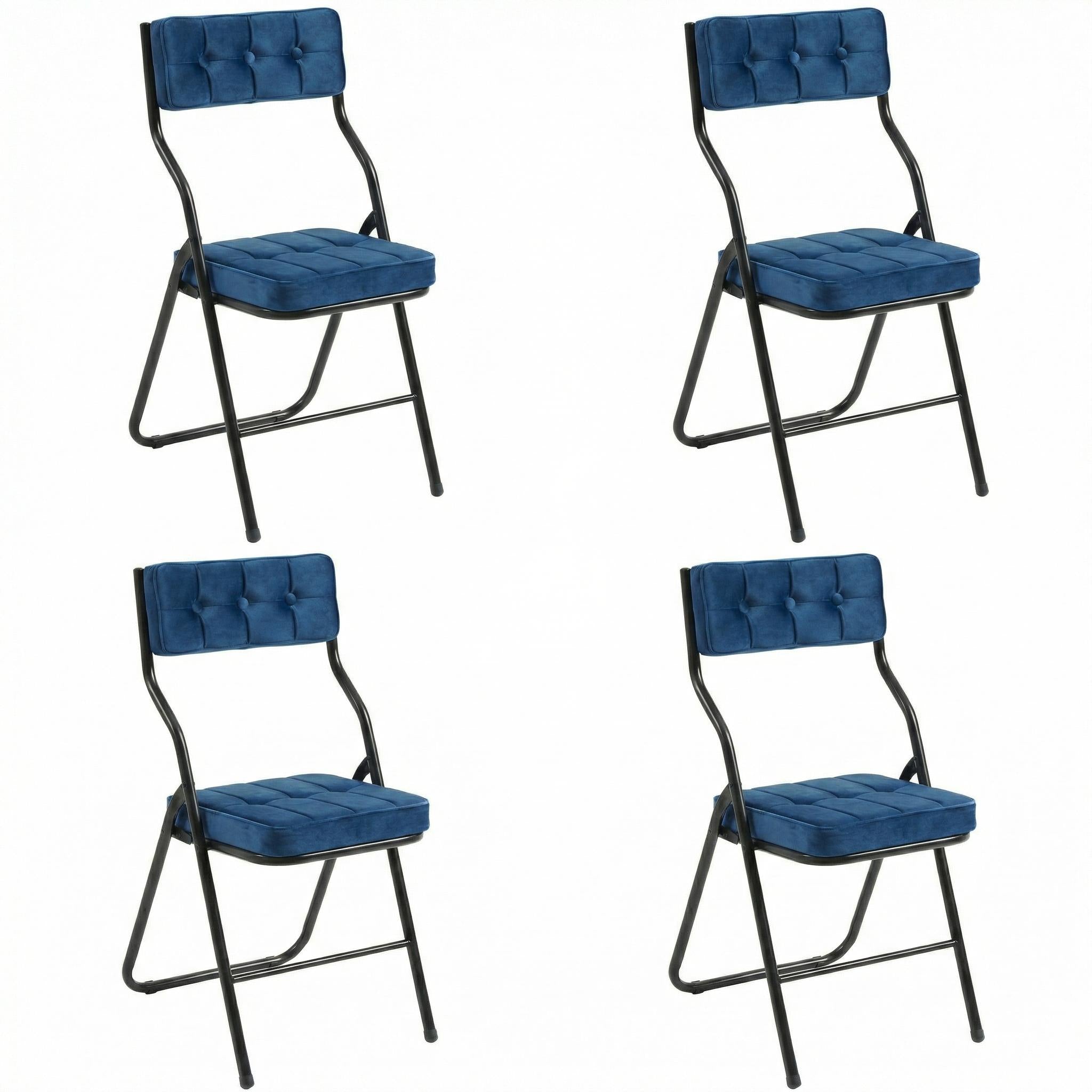 Qircuts Velvet Modern Folding Chair Set of 4