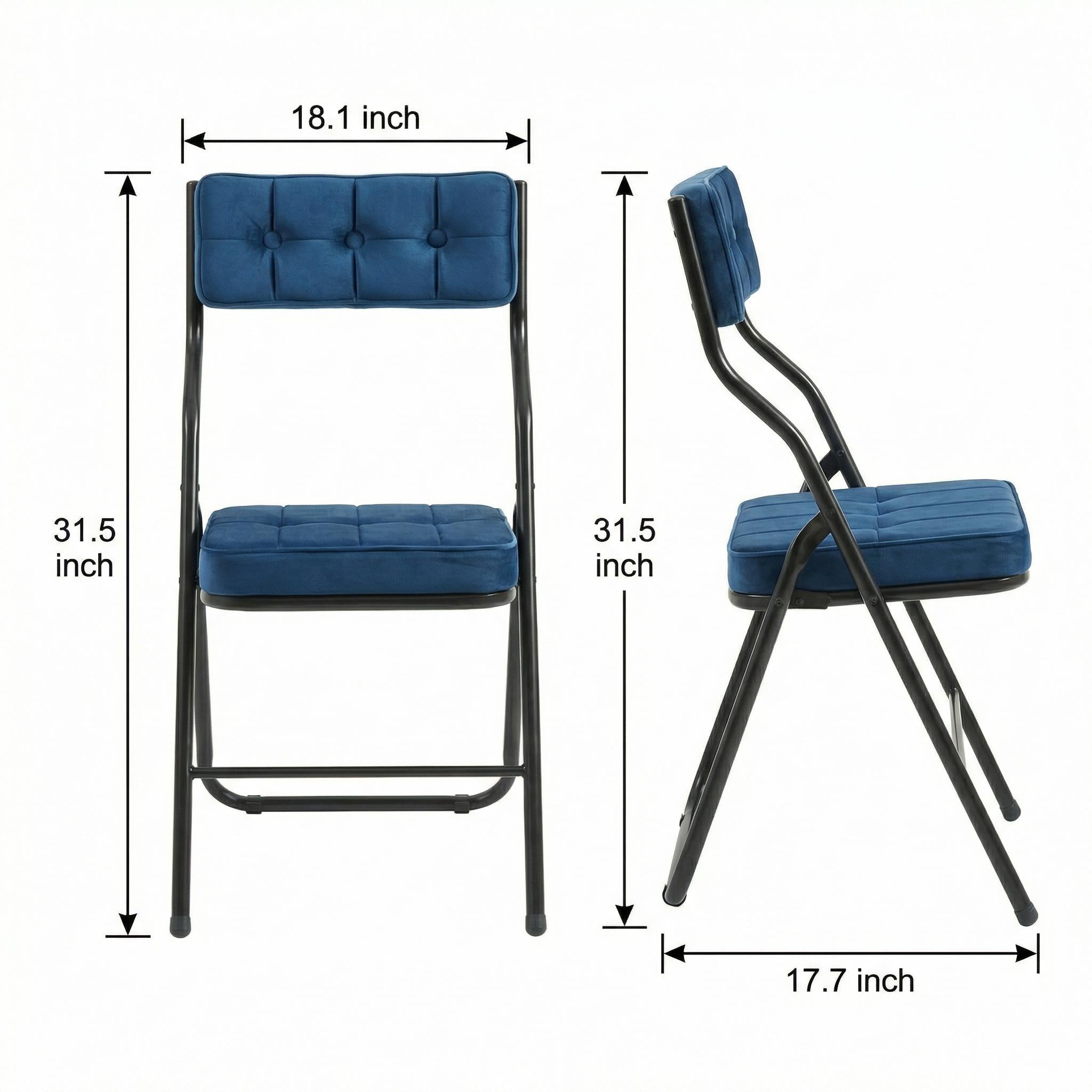 Qircuts Velvet Modern Folding Chair Set of 4