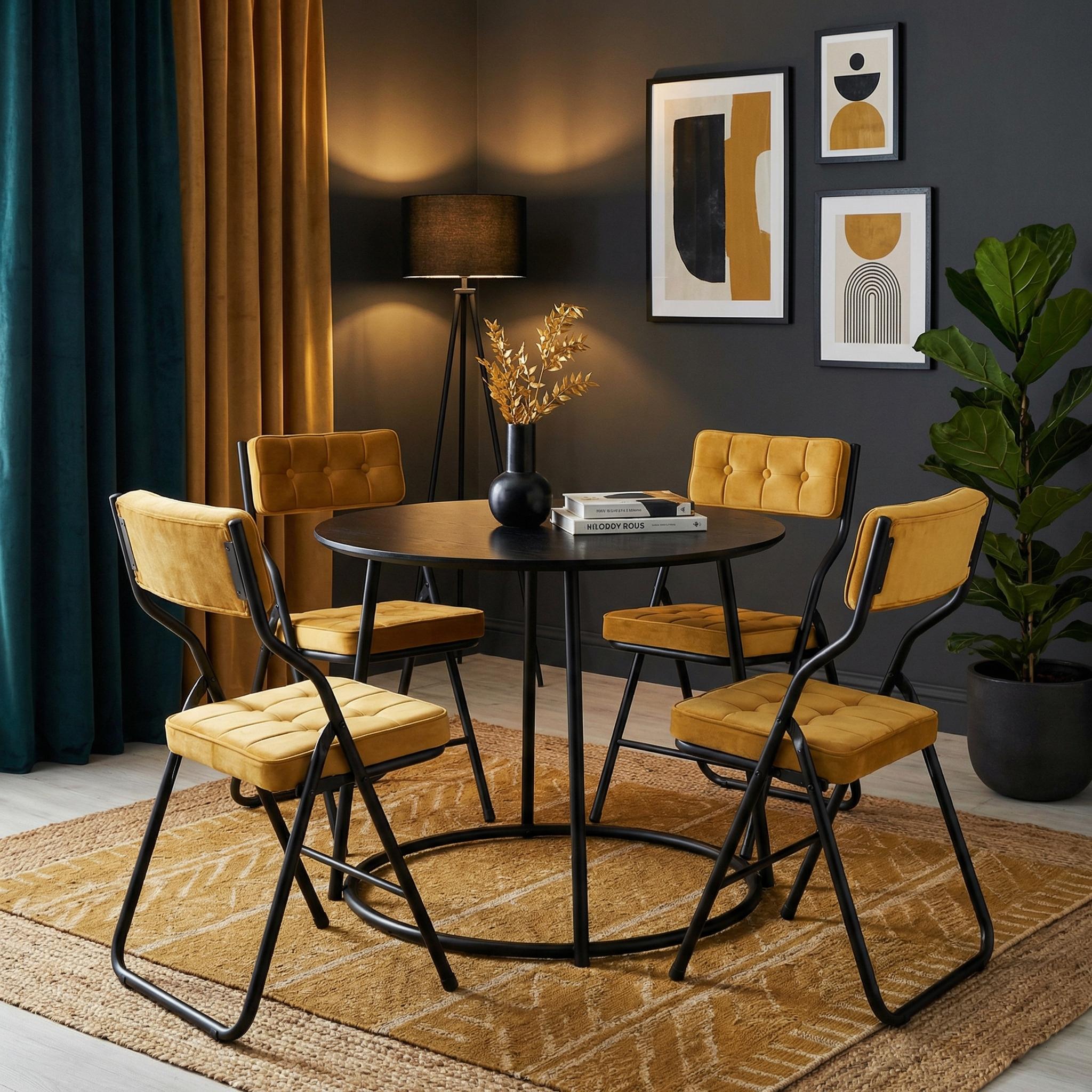 Qircuts Velvet Modern Folding Chair Set of 4
