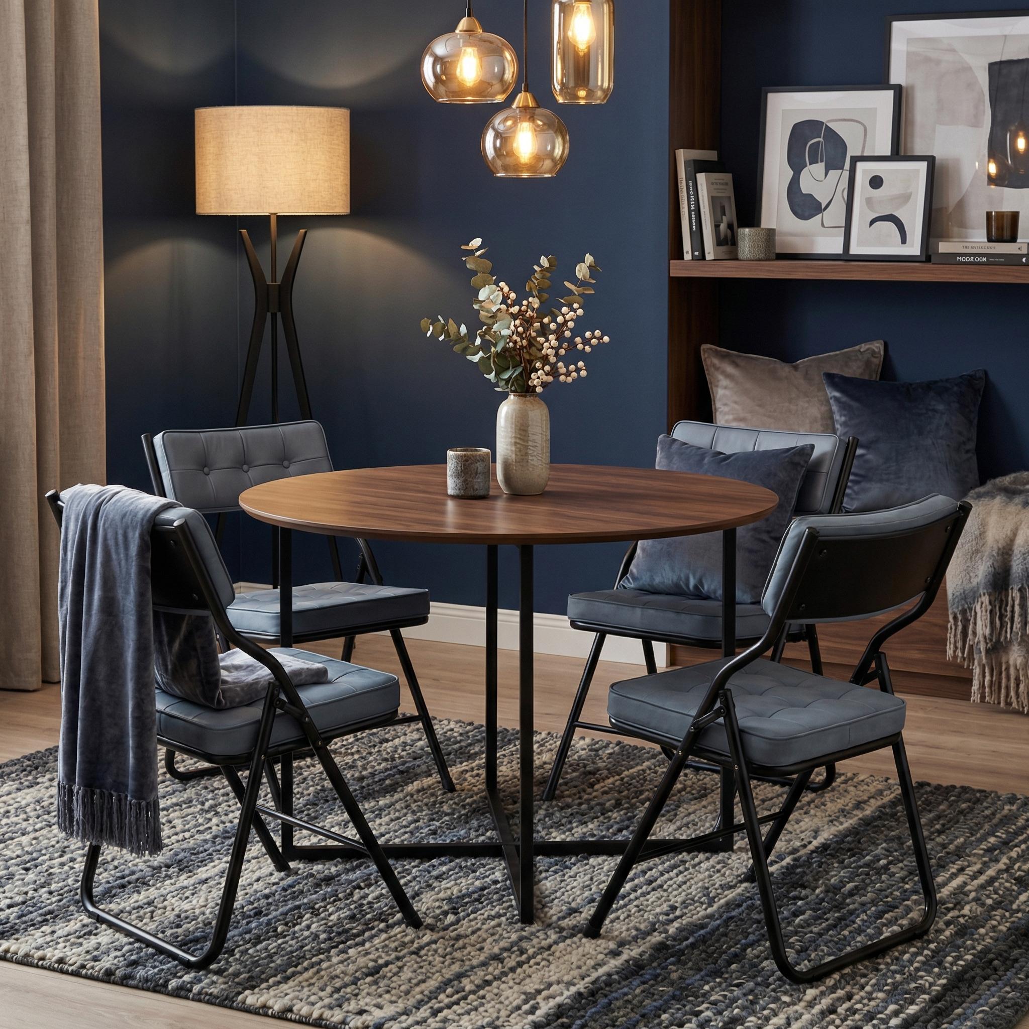 Qircuts Leather Modern Folding Chair Set of 4