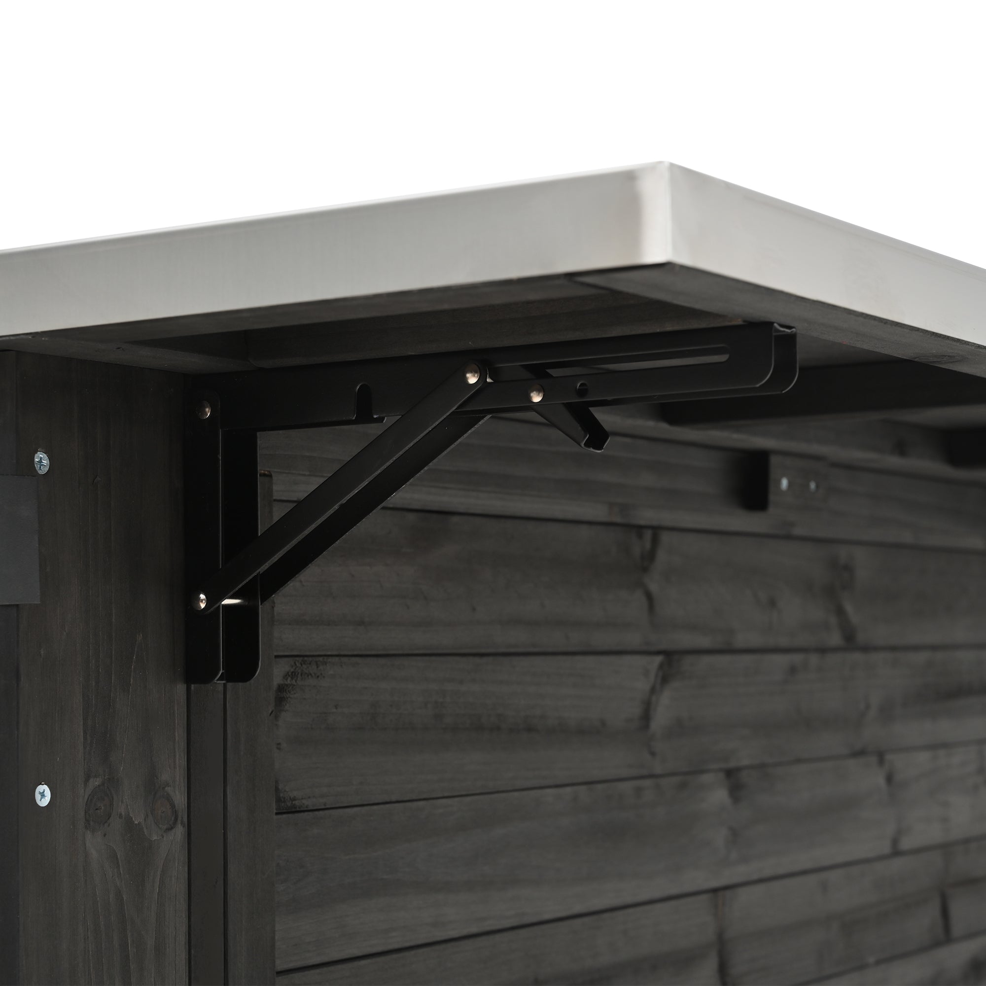 Quebec 52" Outdoor Fir Wood Kitchen Island with Stainless Steel Top, Black