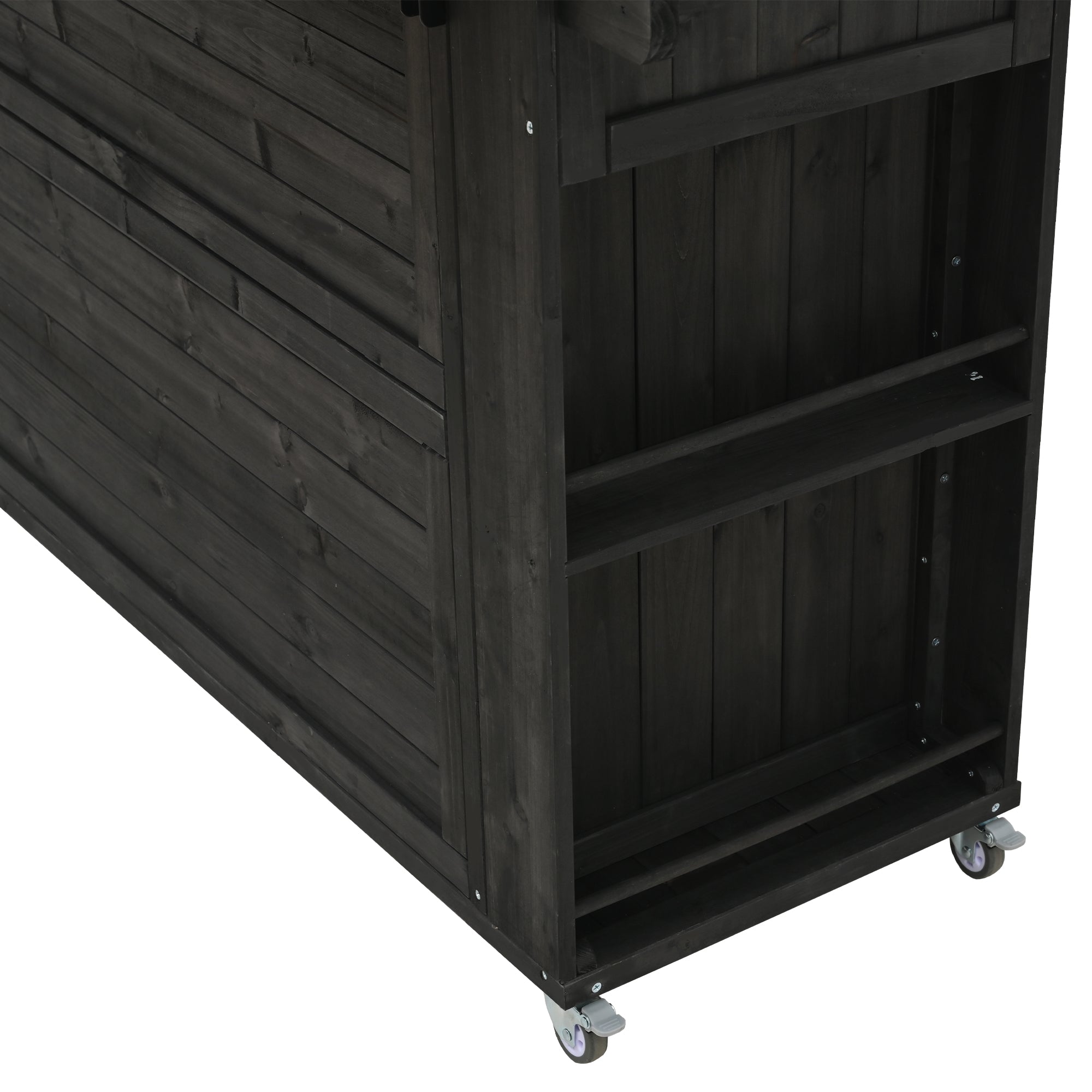 Quebec 52" Outdoor Fir Wood Kitchen Island with Stainless Steel Top, Black