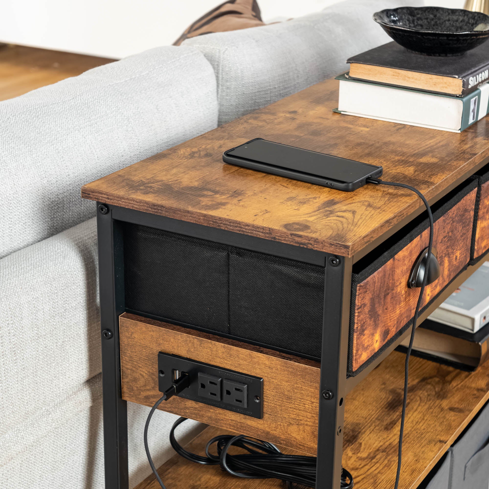 Renna 43.3” Console Desk Modern Entryway Table with Drawers