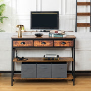 modern console desk, entryway table with storage drawers for home or office