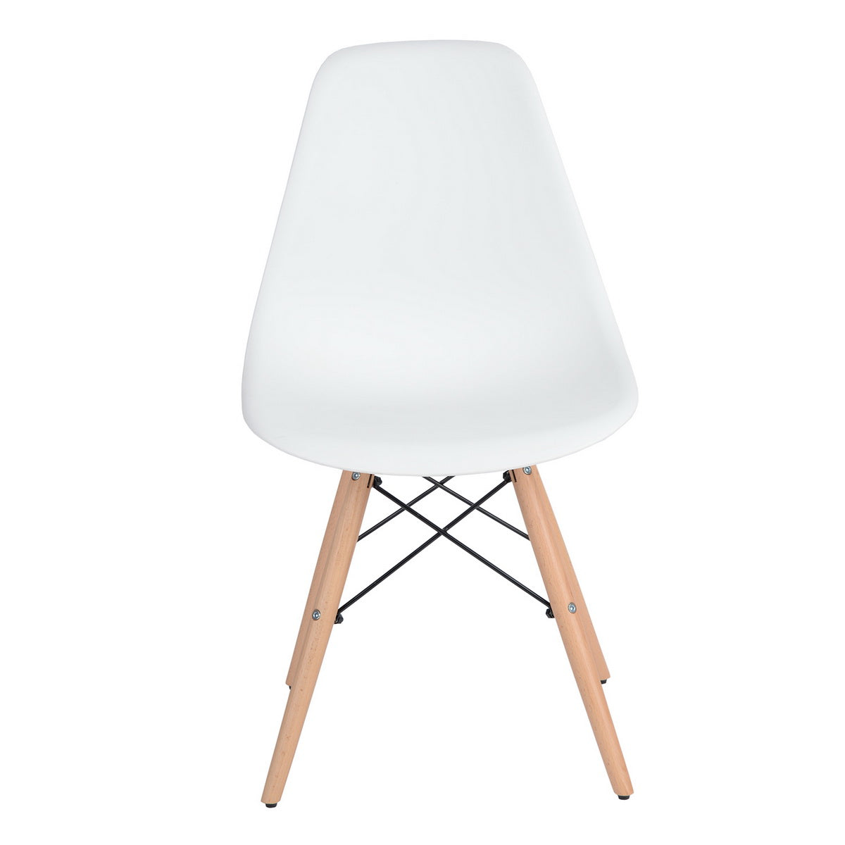 Homy Casa RICO White Dining Chair Set of 6 – Modern Beech Wood Legs, White PP Seat & Backrest, Industrial Style Open Box