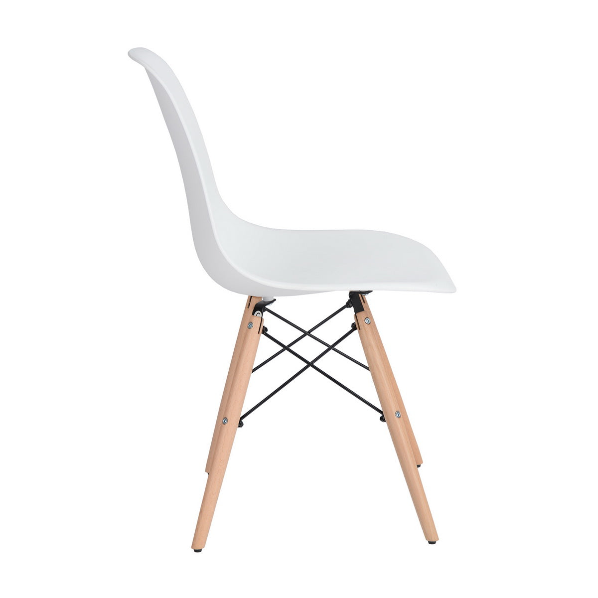Homy Casa RICO White Dining Chair Set of 6 – Modern Beech Wood Legs, White PP Seat & Backrest, Industrial Style Open Box