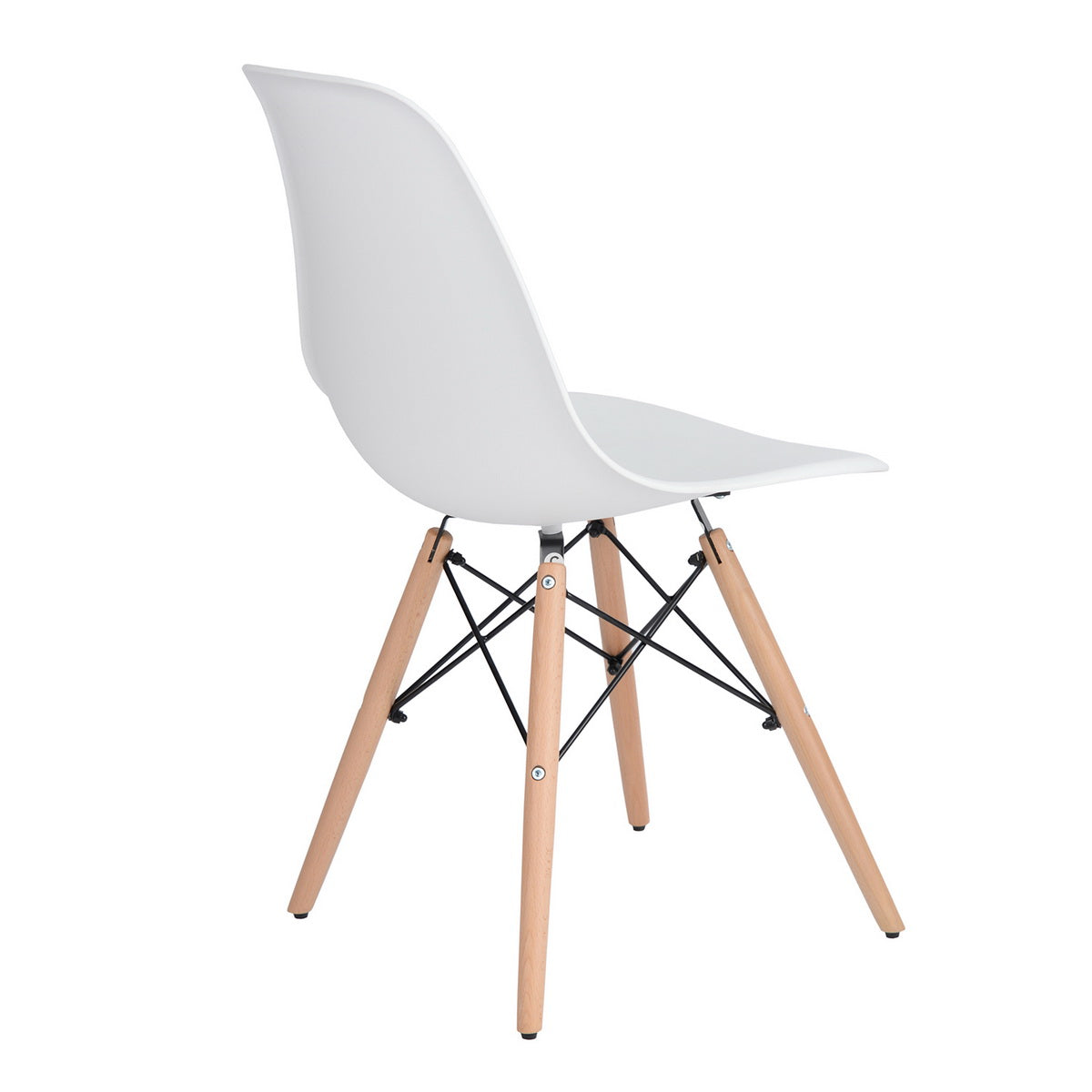 Homy Casa RICO White Dining Chair Set of 6 – Modern Beech Wood Legs, White PP Seat & Backrest, Industrial Style Open Box