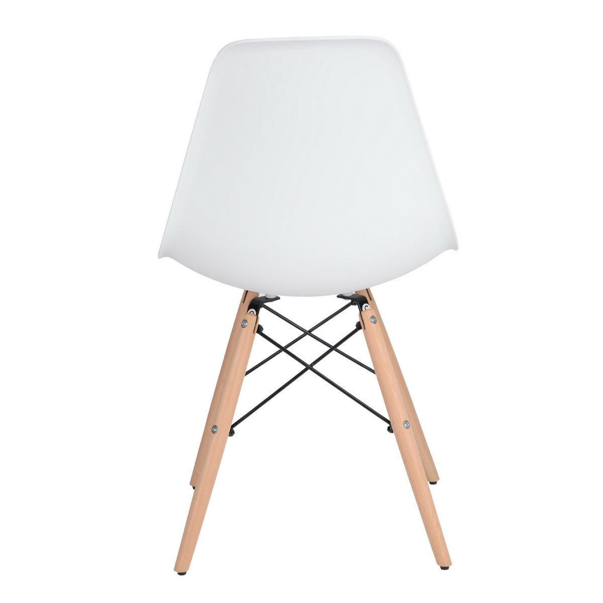 Homy Casa RICO White Dining Chair Set of 6 – Modern Beech Wood Legs, White PP Seat & Backrest, Industrial Style Open Box