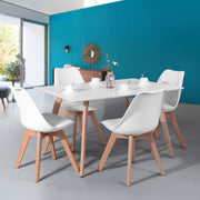 Rookie modern dining table - available in black, white, or grey with rubberwood legs