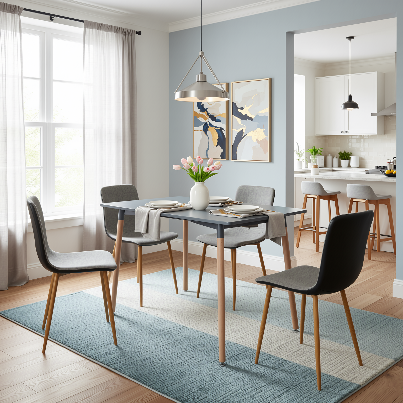 Rookie 5 Piece Dining Table Set with 4 Scargill Upholstered Chairs