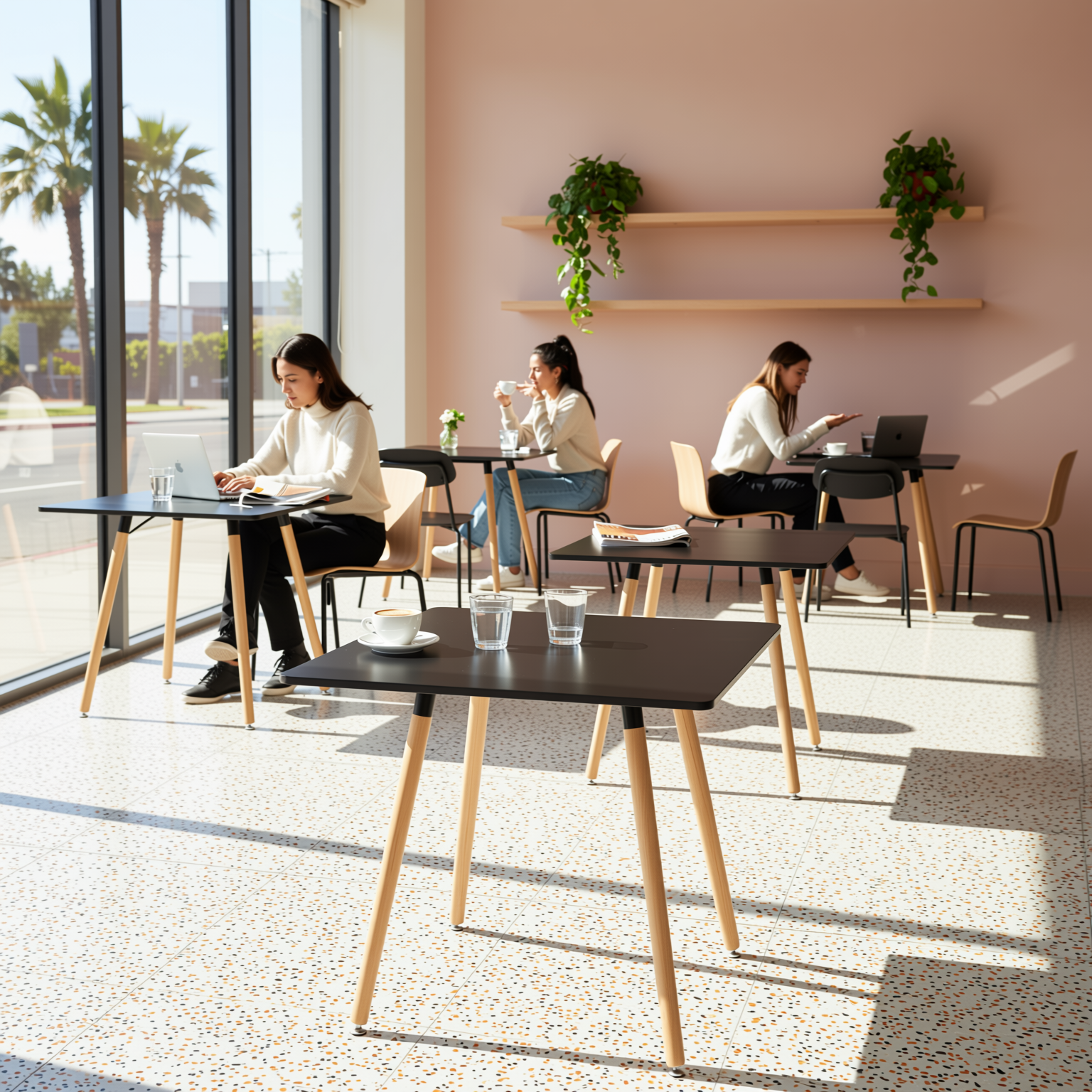 Rookie Square Wooden Top Dining Table with Rubberwood Legs