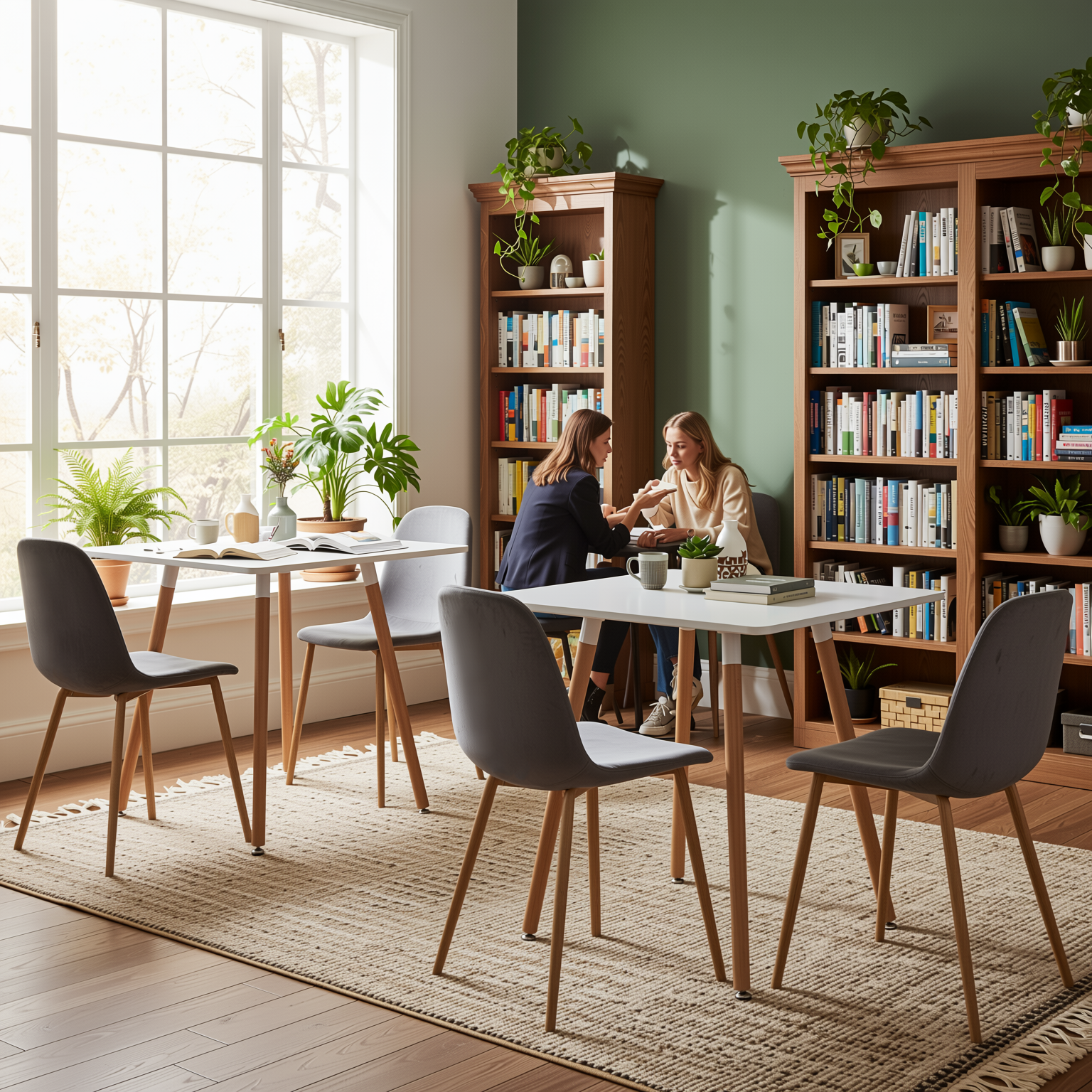 Homy Casa Rookie 5PC Dining Table Set 31.5” Square Table in Grey with 4 Charlton Velvet Upholstered Chairs, Grey
