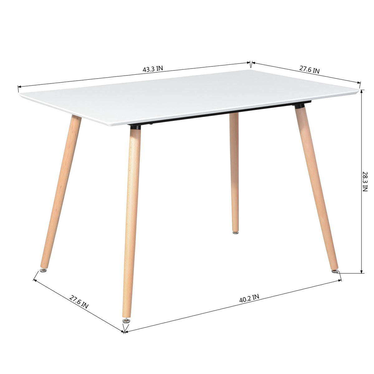 Homy Casa ROOKIE S+MAYFAIR 5-Piece Dining Set 43.3" White Dining Table with 4 Mayfair Beige Chairs Open Box