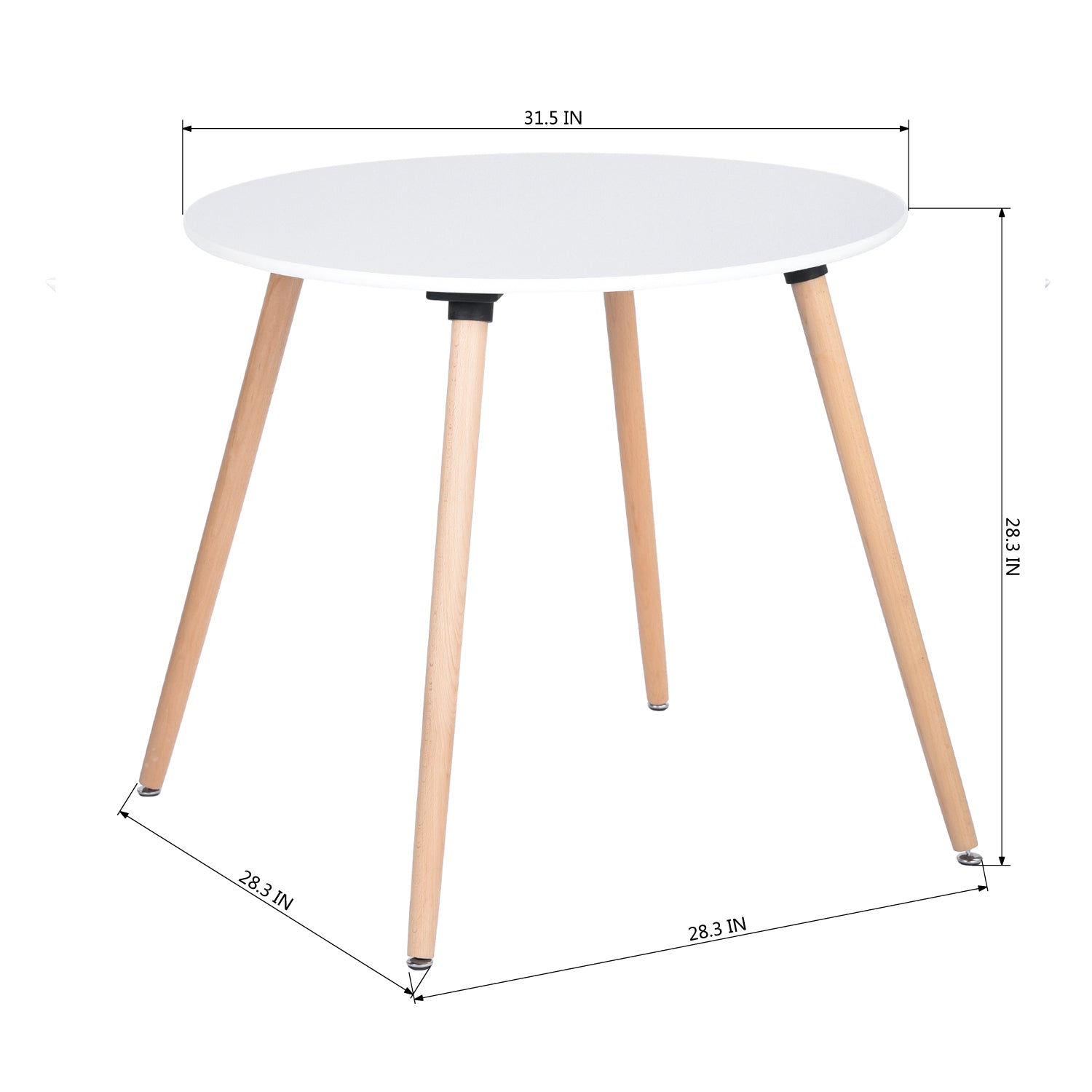 Homy Casa ROOKIE R+MAYFAIR 5-Piece Dining Set 31.5” Round White Dining Table with 4 Mayfair Beige Chairs Open Box
