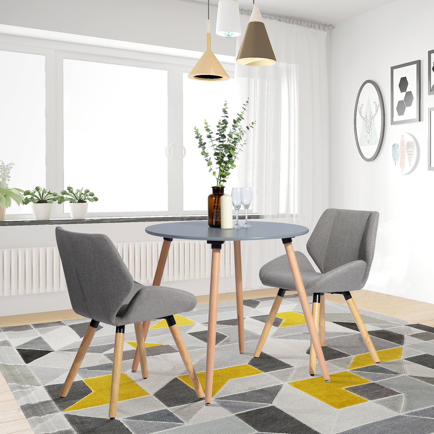 Homy Casa ROOKIE ROUND TOP GREY A 31.5" Dining Table for Home and Workspace Open Box
