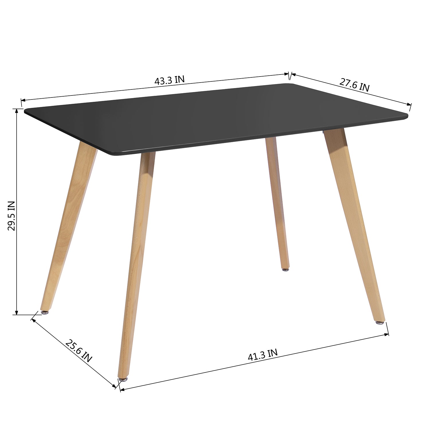 Homy Casa ROOKIE SQUARE LEG 110 BLACK A "43.3" Dining Table for Home and Workspace